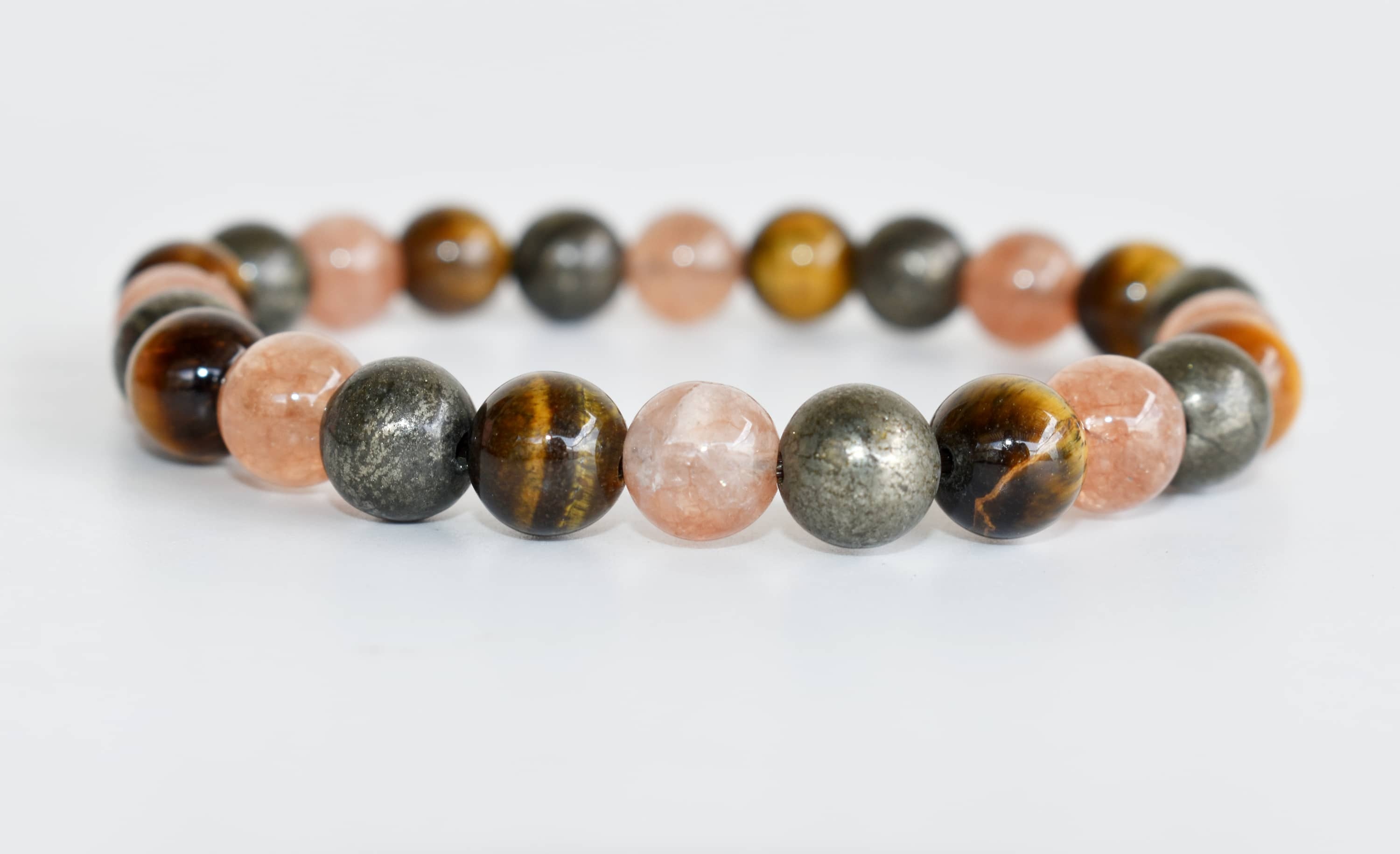 Leo Zodiac Bracelet - 8mm Natural Gemstones, Tigers Eye & Sunstone | Round Design, Perfect Zodiac Sign Gift For Astrology Lovers