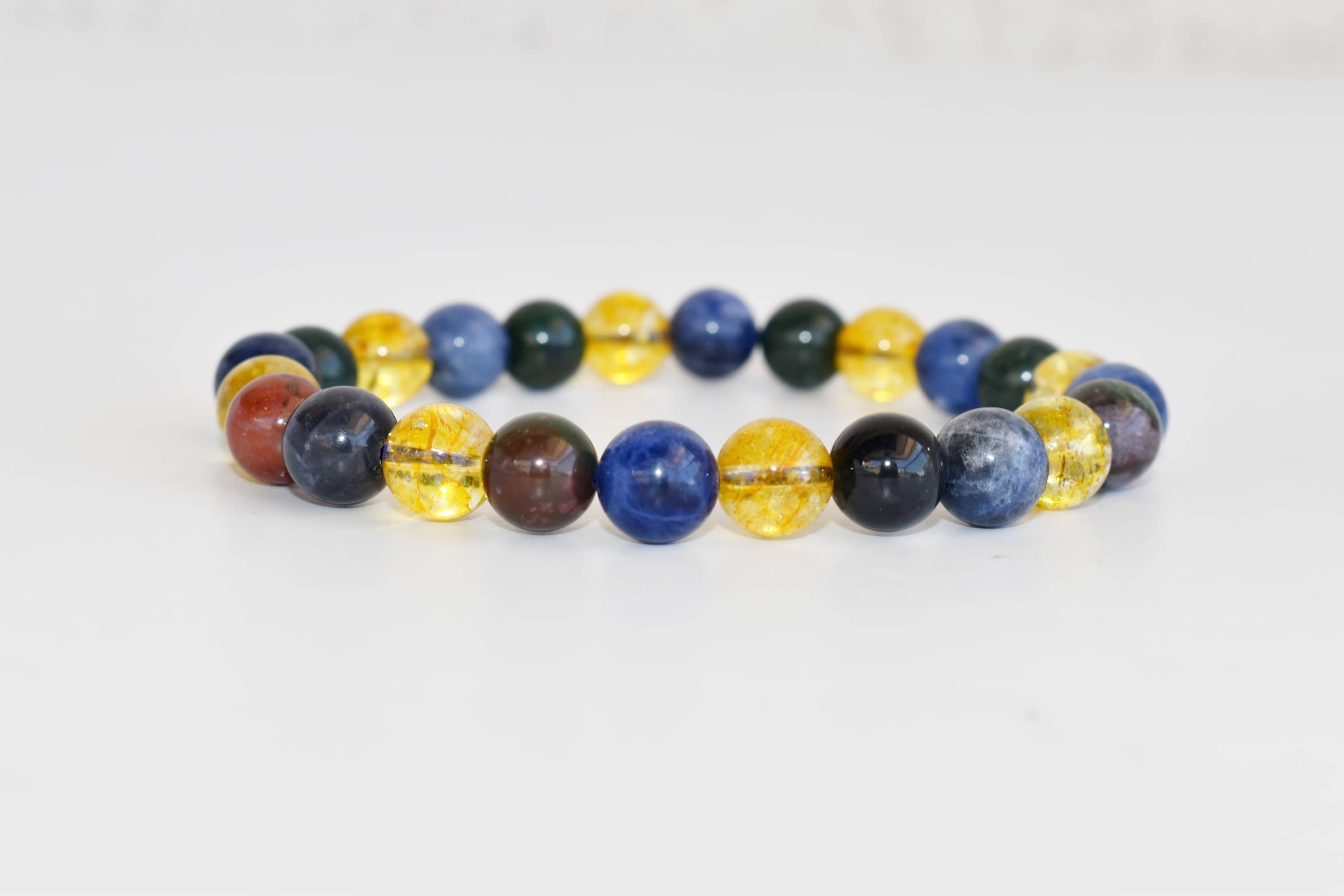 Scorpio Zodiac Bracelet - 8mm Round Multicolor Crystal Beads Labradorite & Sodalite With Rainbow Moonstone | Zodiac Sign Gifts 7-7.5 Inch Wrist Size