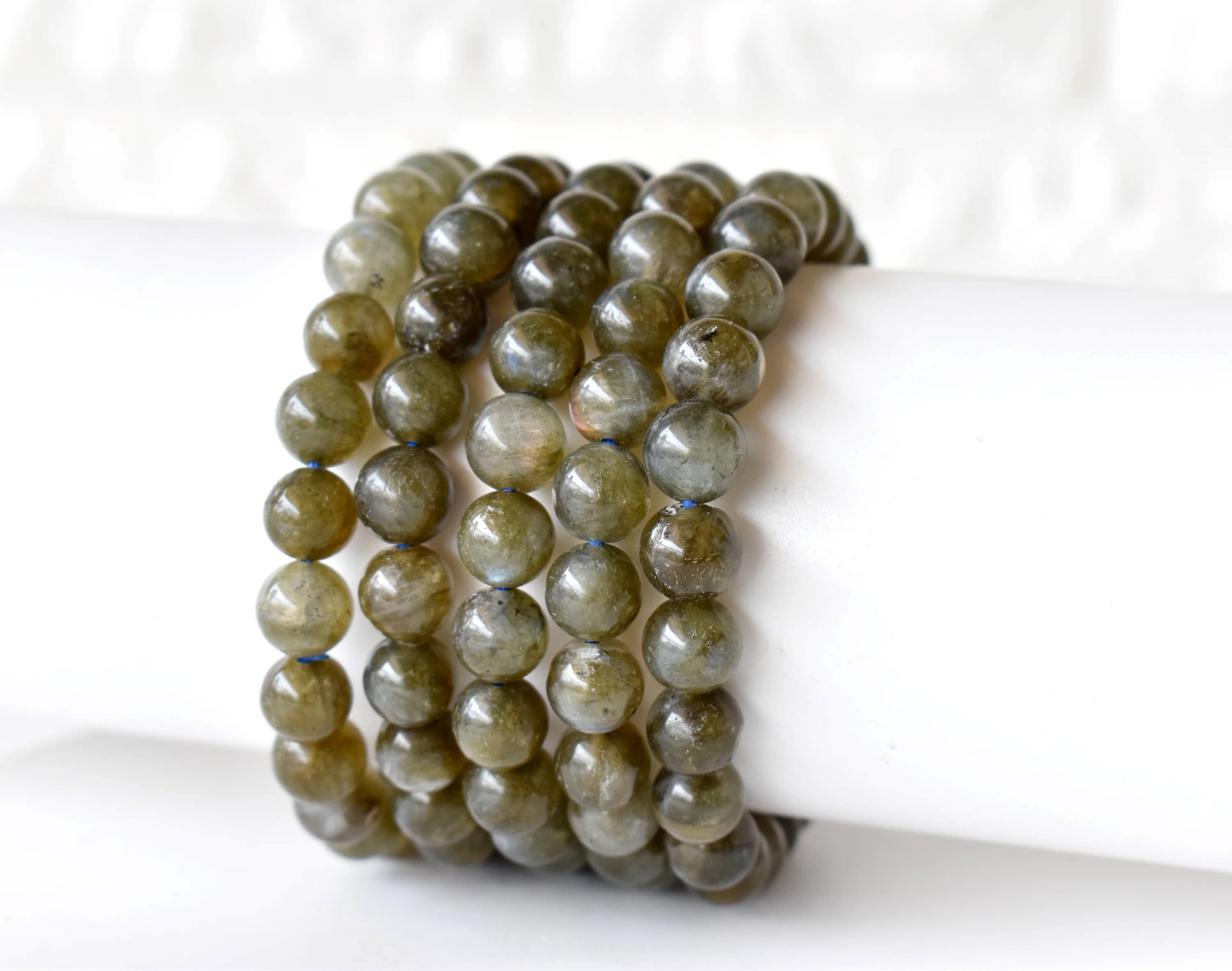 Labradorite Bracelet Crystal Beaded Bracelet - 4mm, 6mm, 8mm, 10mm Beads, 7-7.5 Inches Length | Natural Gemstones, Grey Color, Weight 22g