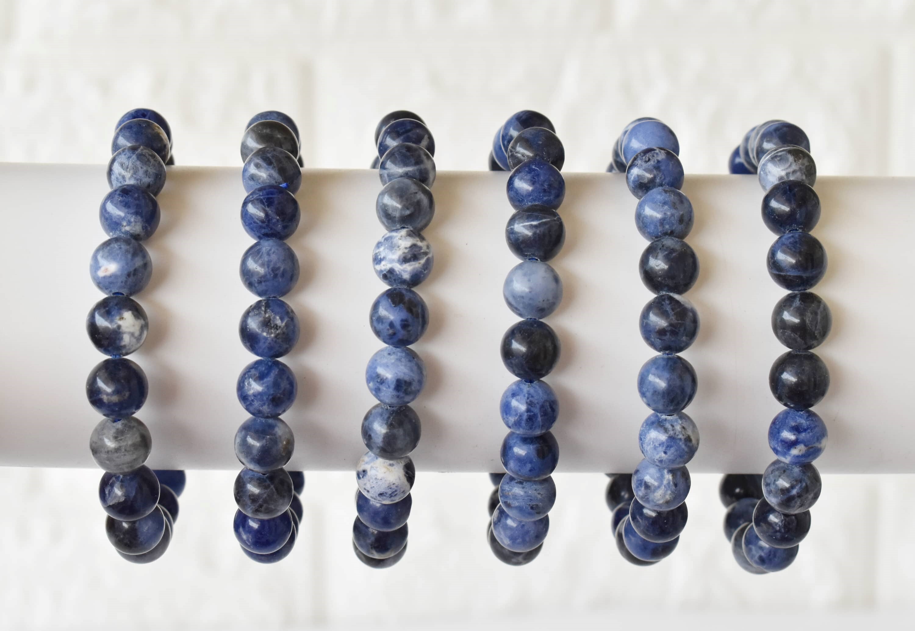 Round Sodalite Crystal Beaded Gemstone Bracelet