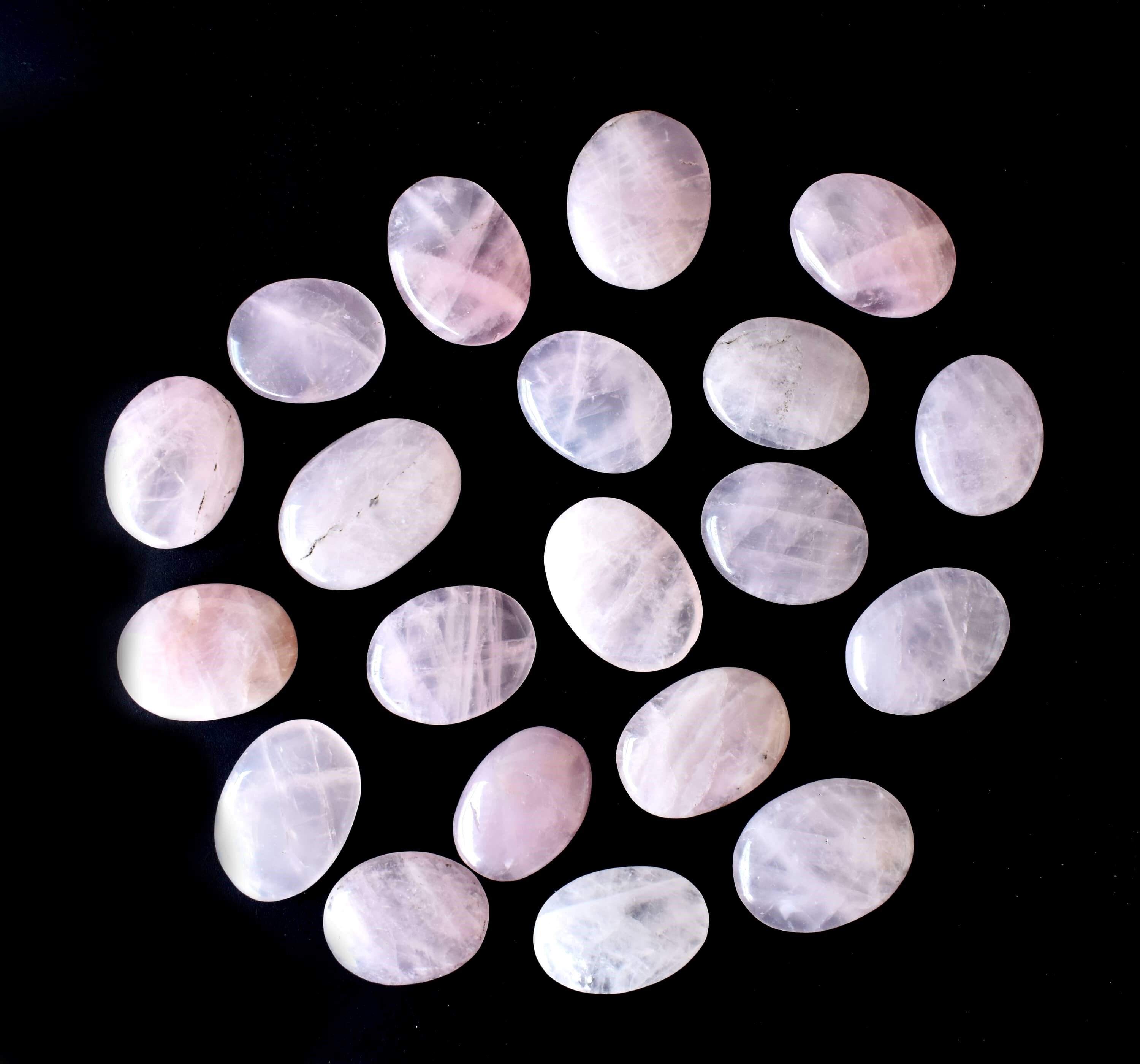 Rose Quartz Worry Stone For Crystal Healing - 1.5 Inches Oval Cut Natural Pink Quartz | Smooth Polished Surface, Portable Stress Relief