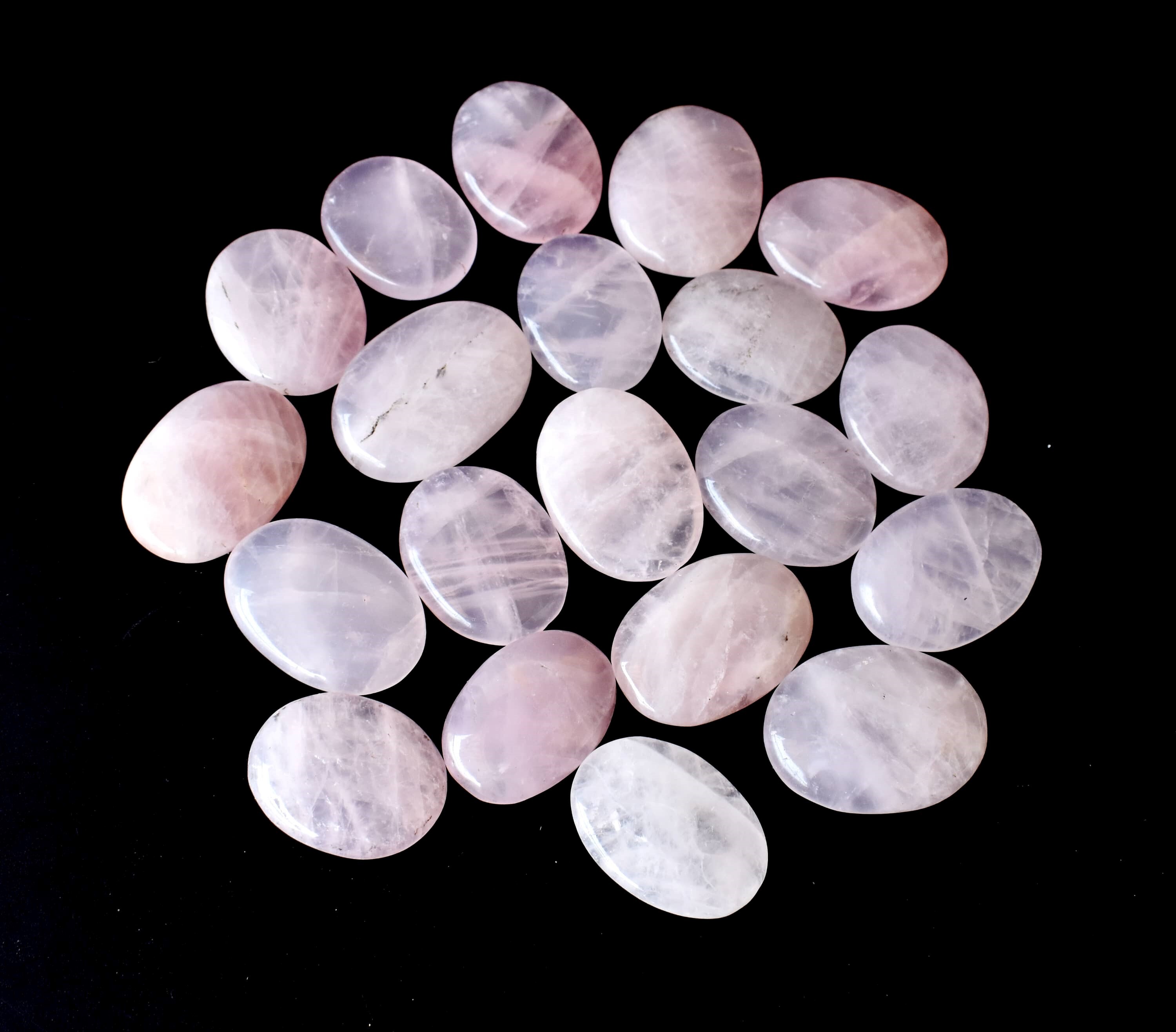 Rose Quartz Worry Stone For Crystal Healing - 1.5 Inches Oval Cut Natural Pink Quartz | Smooth Polished Surface, Portable Stress Relief