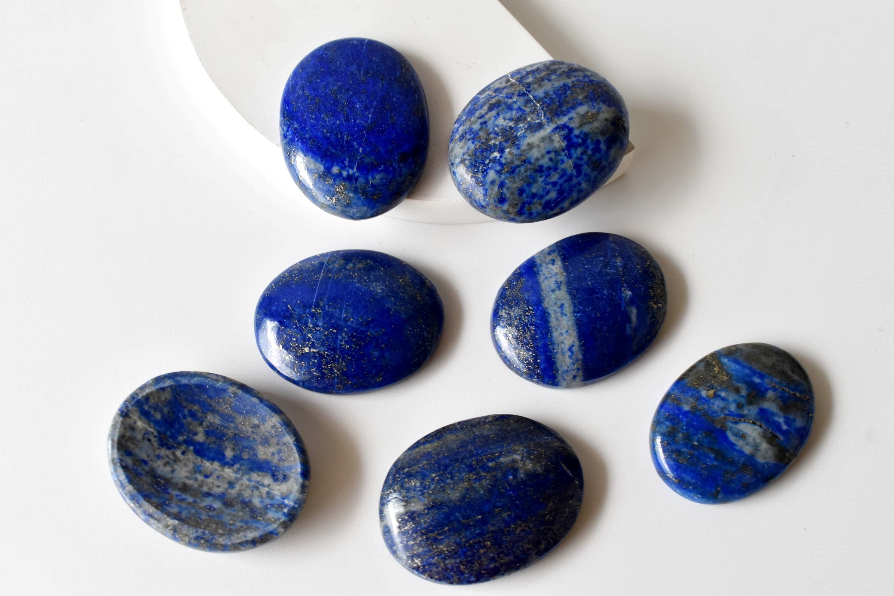 Oval Cut Lapis Lazuli Worry Stone For Crystal Healing
