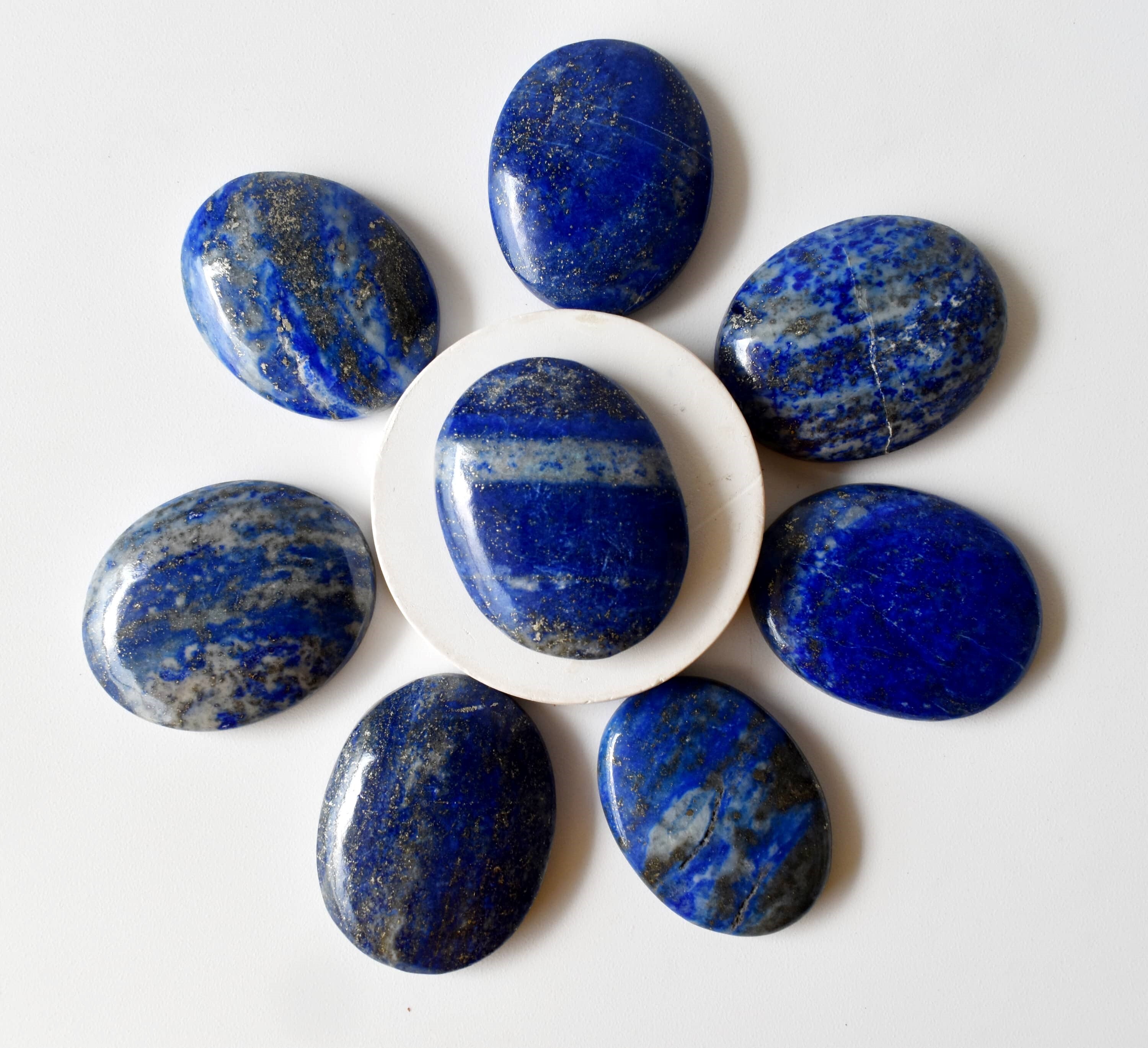 Oval Cut Lapis Lazuli Worry Stone For Crystal Healing