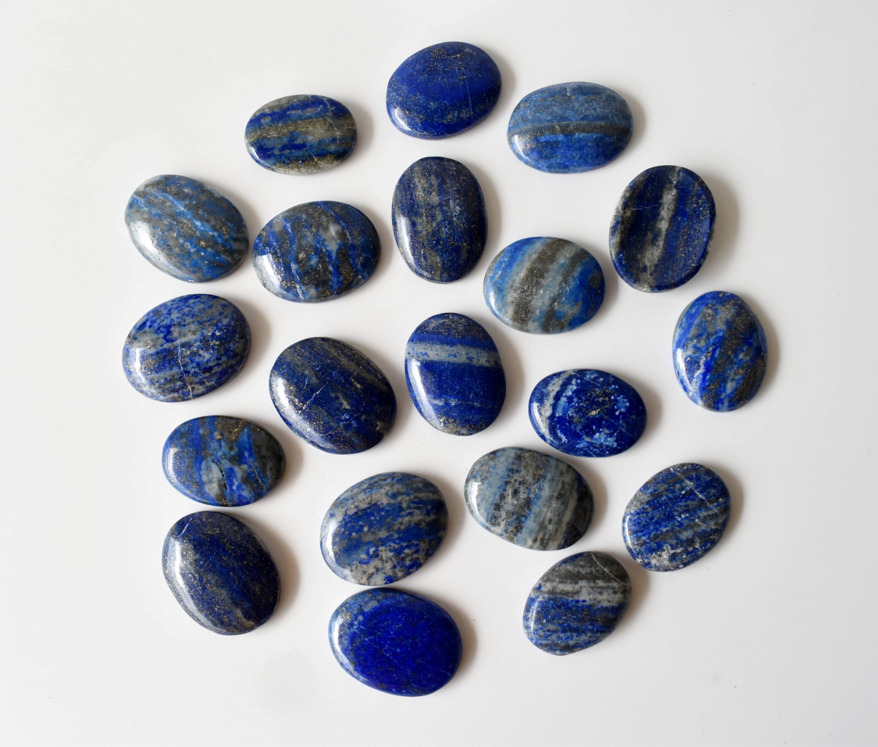 Oval Cut Lapis Lazuli Worry Stone For Crystal Healing