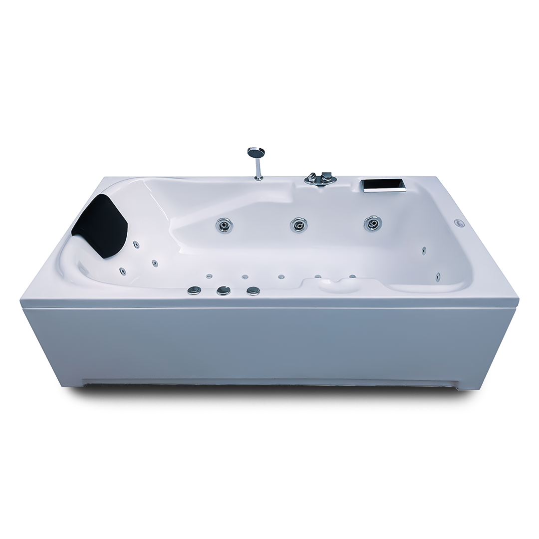 Portable Freestanding Whirlpool Bathtub - Acrylic 5.5 X 3 Ft, Glossy White | 6 Rotatory Nozzles, 10 Bubble Jets, Remote Cascade Shower System, Ce & Tuv Certified