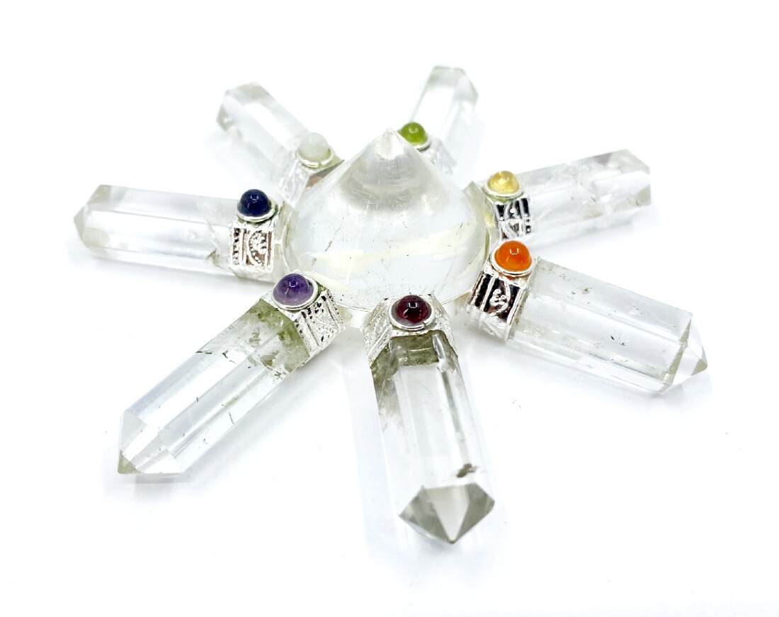 7 Chakra Pyramid Energy Generator, Crystal Energy Tool - Color: Multicolor