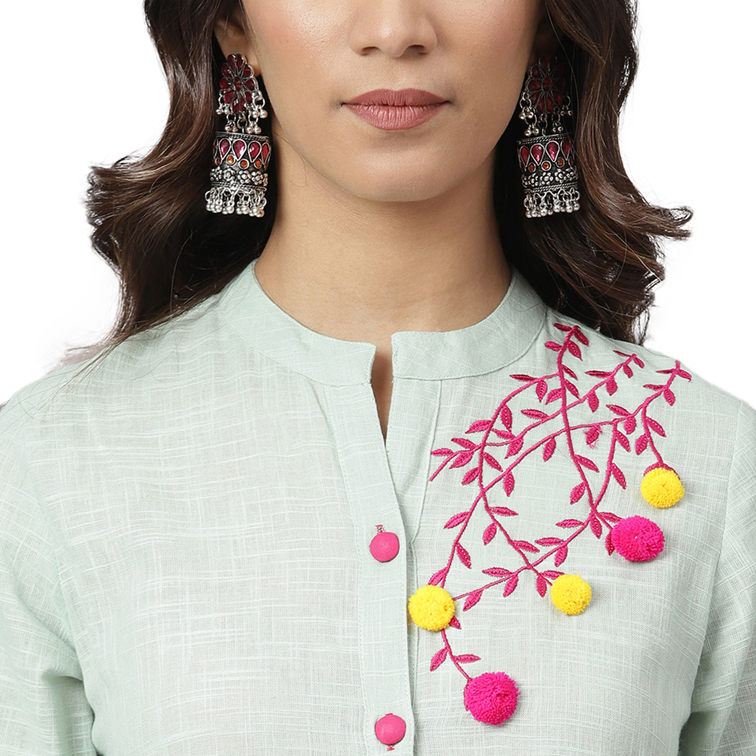 Ladies Anarkali Kurti - Cotton, Size S To Xxl, Elegant Green Color | Casual, Formal, Daily Wear, Quick Dry, Embroidered Design, 3-4th Sleeve