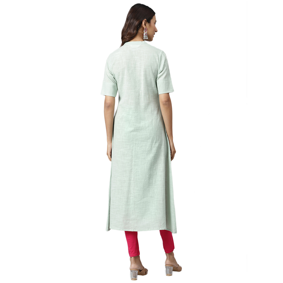 Ladies Anarkali Kurti - Cotton, Size S To Xxl, Elegant Green Color | Casual, Formal, Daily Wear, Quick Dry, Embroidered Design, 3-4th Sleeve