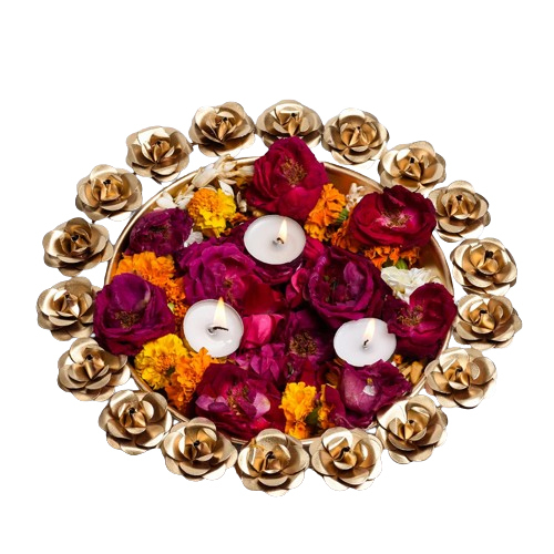 Tea Lights Decorative Urli Bowl - High-Quality Brass, Polished Finish | Modern Arts Style, Easy to Clean, Indian Regional Design