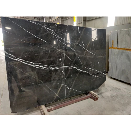 Black Polished Granite Slab - 18mm Thickness, Customizable Size | Ideal for Industrial Countertops & Flooring, Sleek Finish