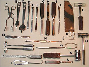 हड्डी हथौड़े, छेनी, ऑस्टियोटोम, गेज, रिट्रैक्टर