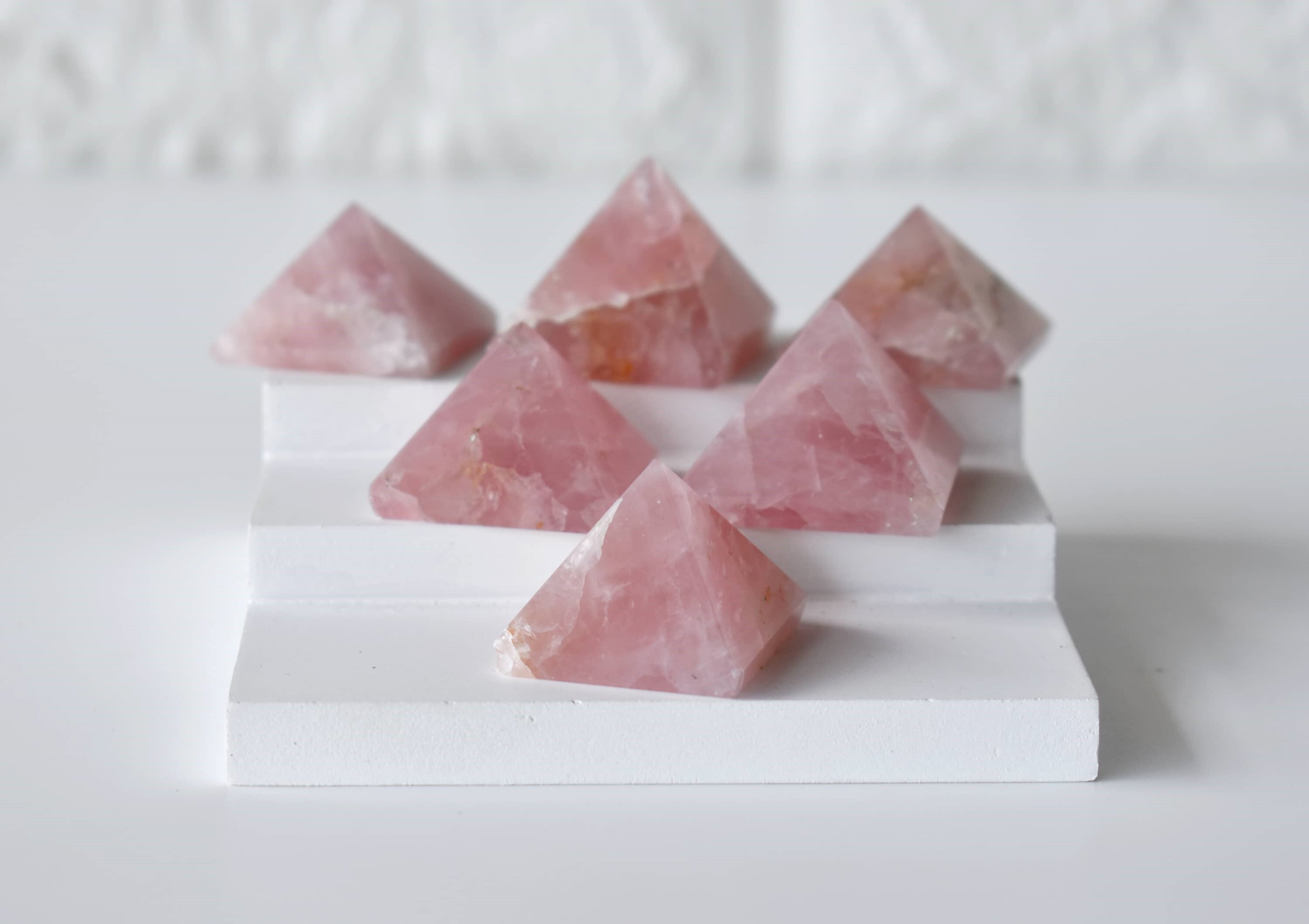 Rose Quartz Crystal Pyramids - 1 Inch (20-30mm), Polished Pink Stone | Pyramid Shape For Energy And Focus