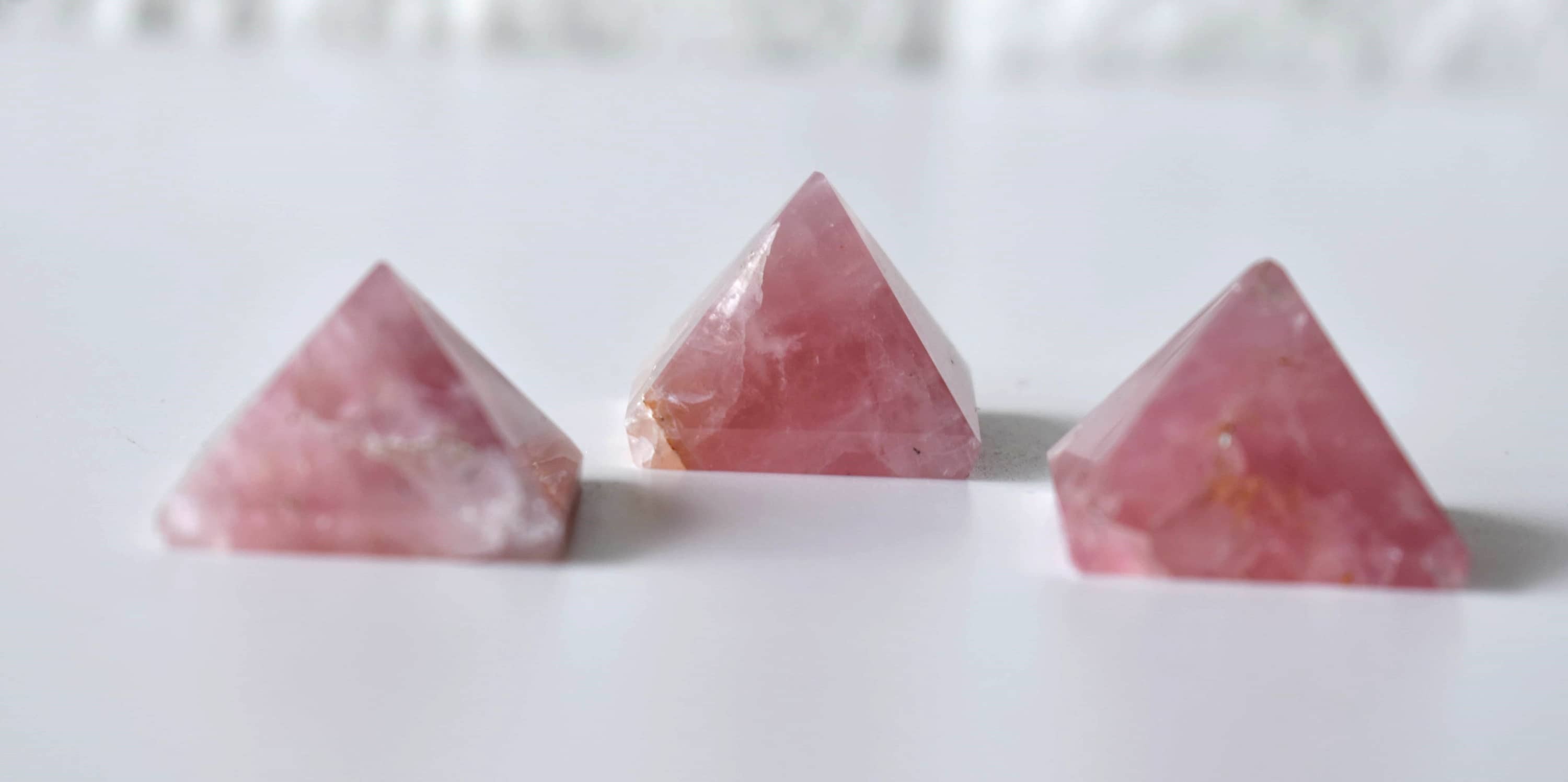 Rose Quartz Crystal Pyramids - 1 Inch (20-30mm), Polished Pink Stone | Pyramid Shape For Energy And Focus