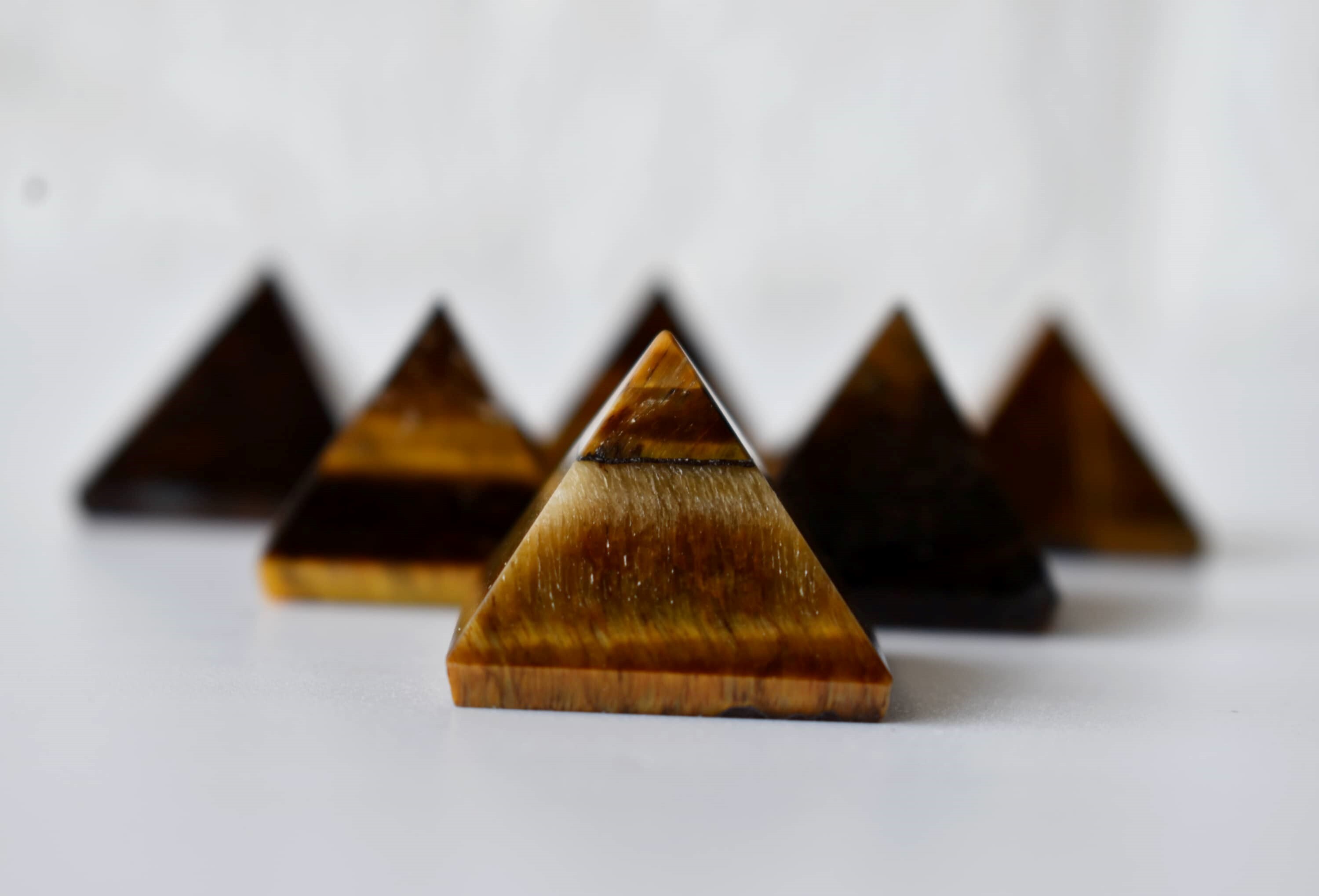 Tiger Eye Crystal Pyramids, 1" (20-30mm) - Polished Brown Stone, Pyramid Shape For Energy & Focus | Durable & Smooth Finishing