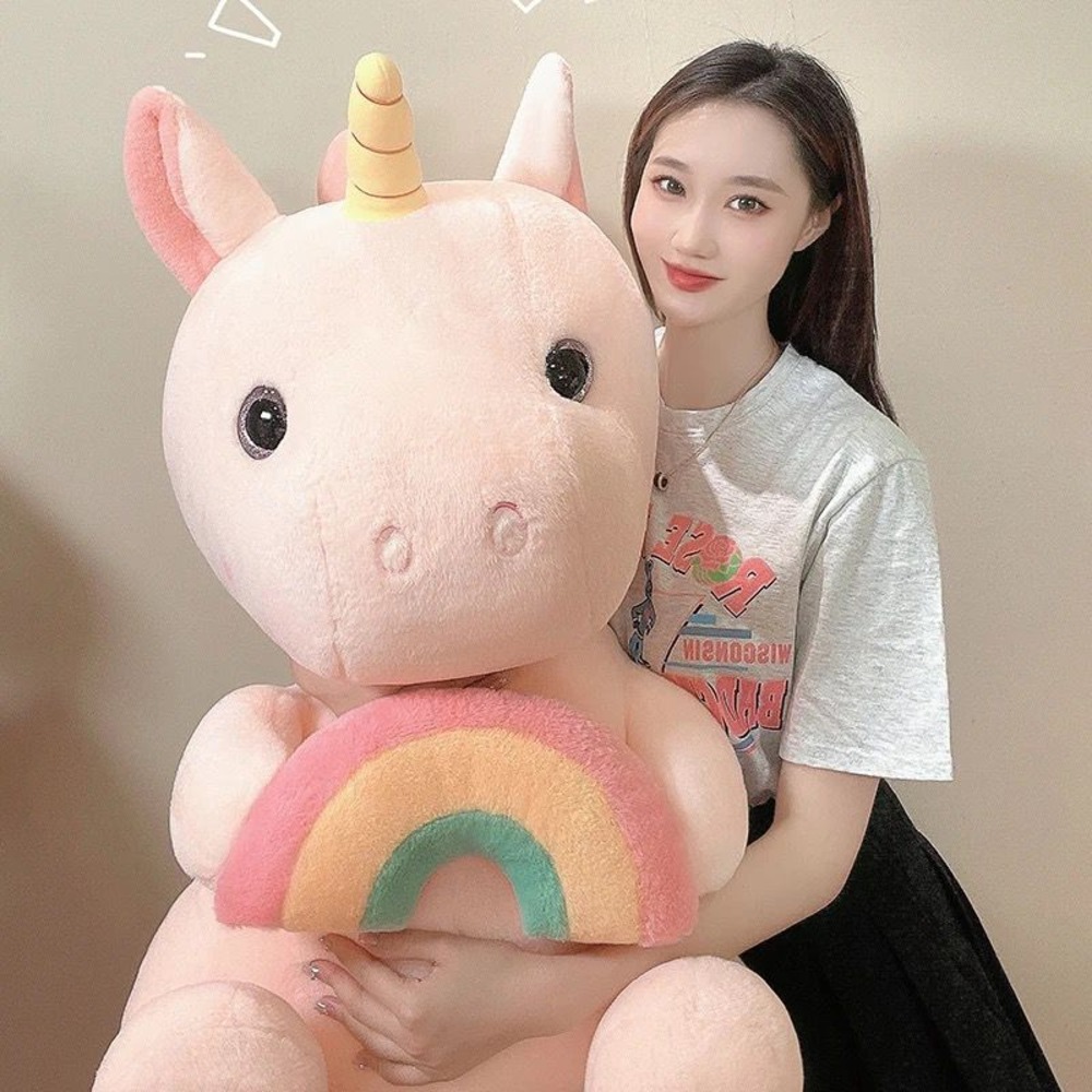 Unicorn Soft Toy - 50cm Large, Hairy Rainbow Design | Soft Fur Fabric, Flexible Stuffed With Imported Polyester Fiber, Suitable For All Ages