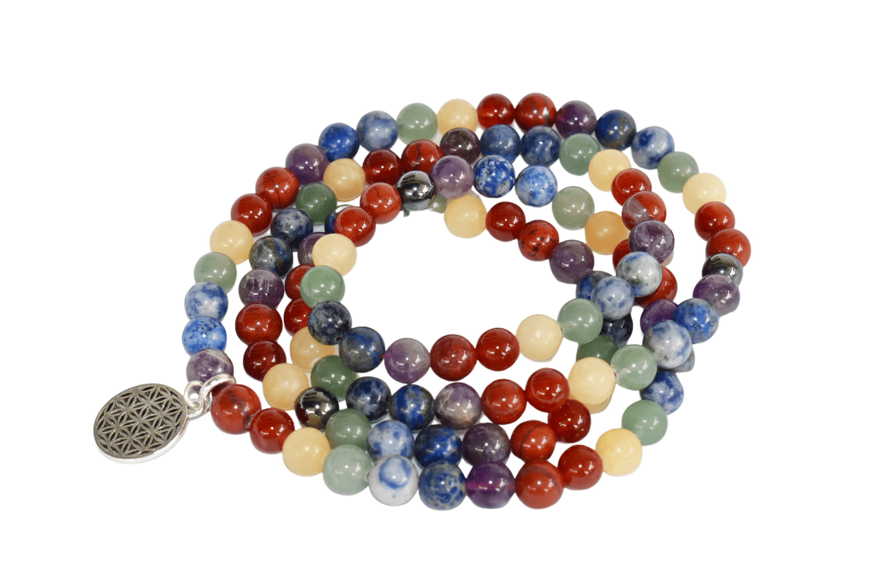 7 Chakra 108 Prayer Beads Mala Bracelet 108 Prayer Beads Necklace - Color: Multicolor