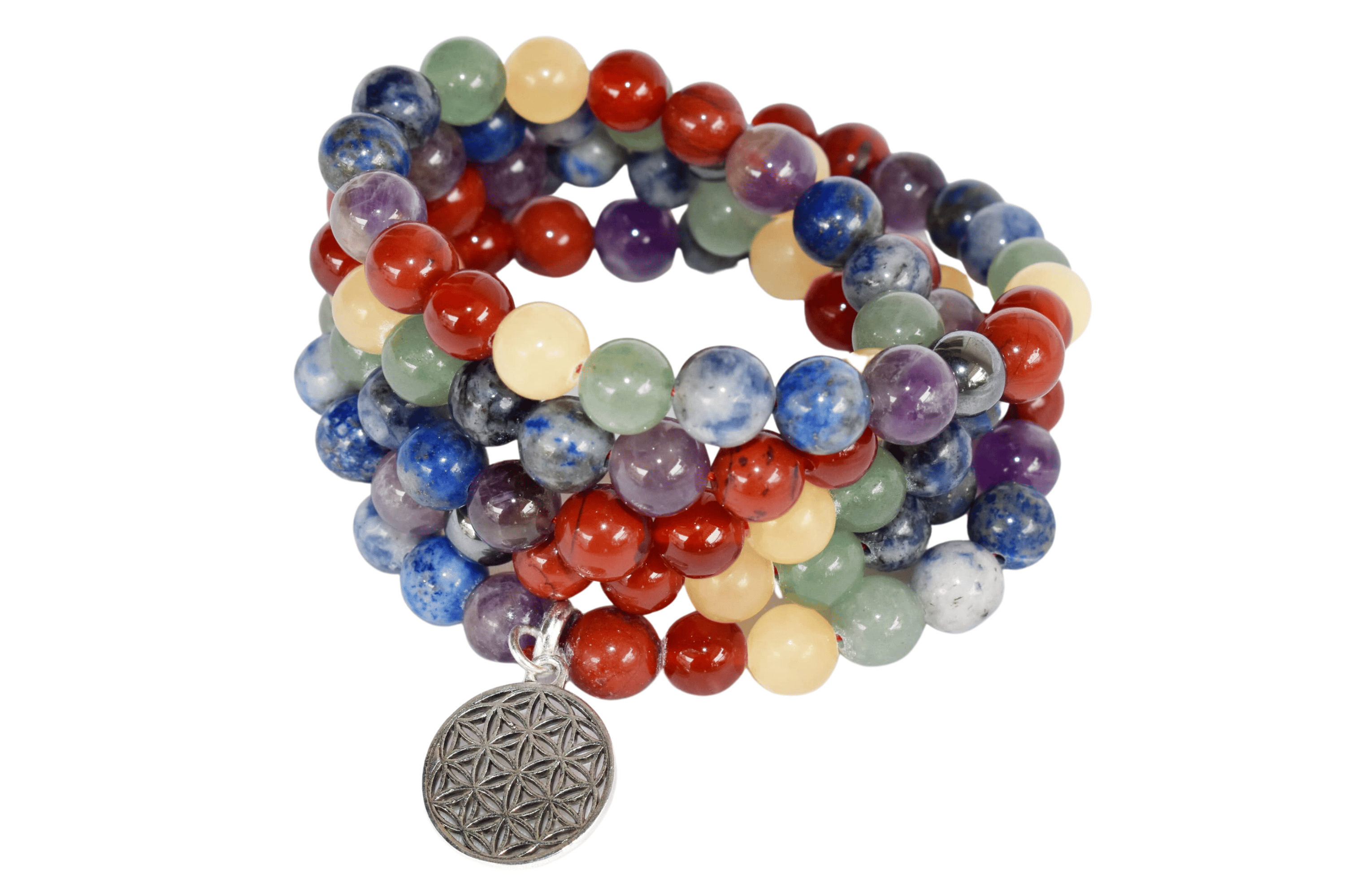 7 Chakra 108 Prayer Beads Mala Bracelet 108 Prayer Beads Necklace - Color: Multicolor