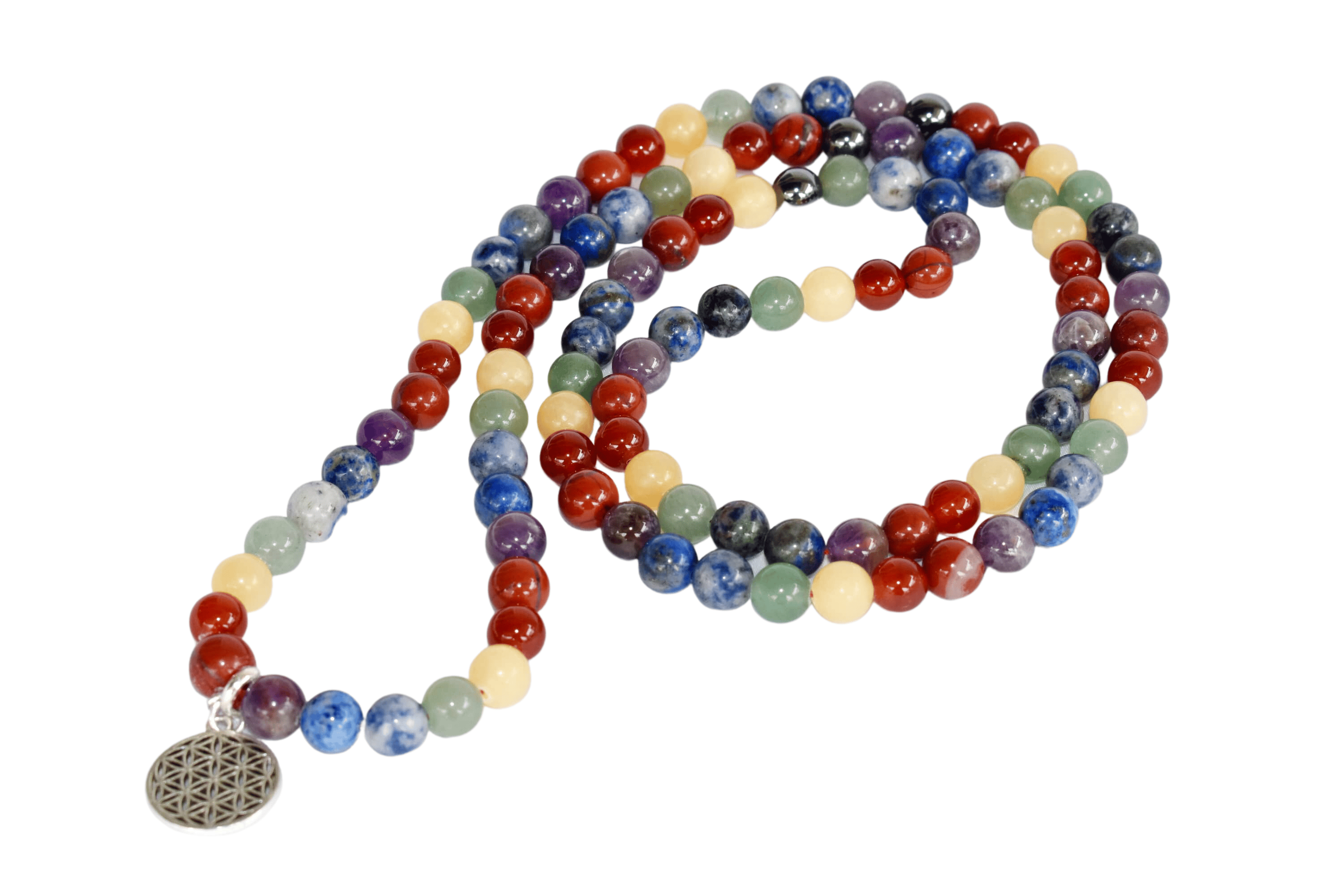 7 Chakra 108 Prayer Beads Mala Bracelet 108 Prayer Beads Necklace - Color: Multicolor
