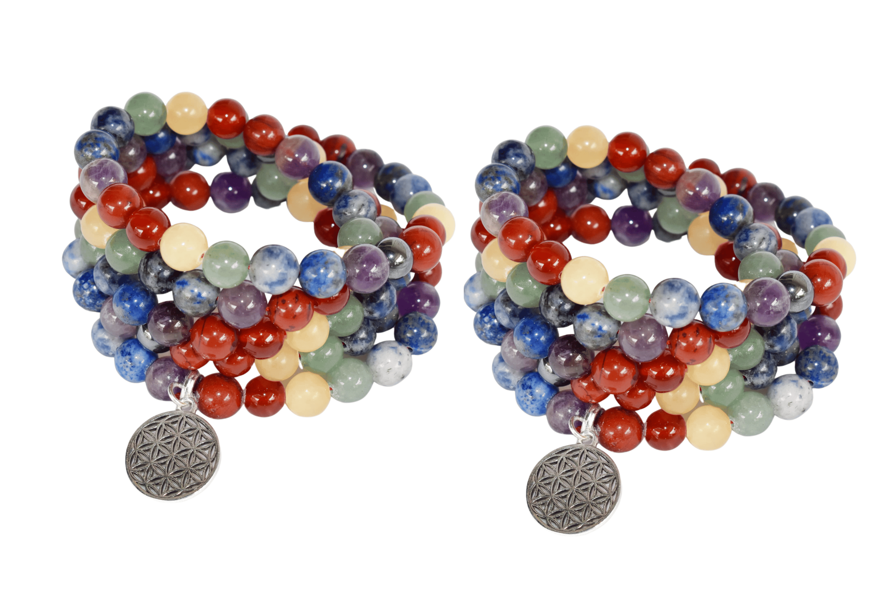 7 Chakra 108 Prayer Beads Mala Bracelet 108 Prayer Beads Necklace - Color: Multicolor