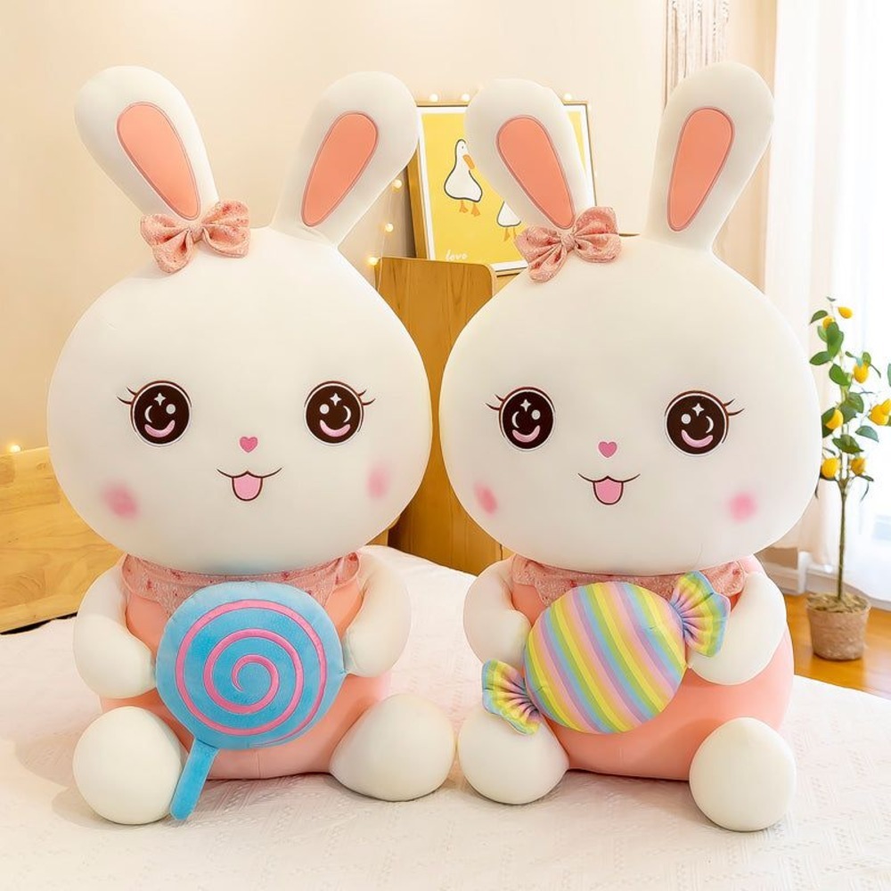 Candy Rabbit Soft Toy - Color: Pink And White