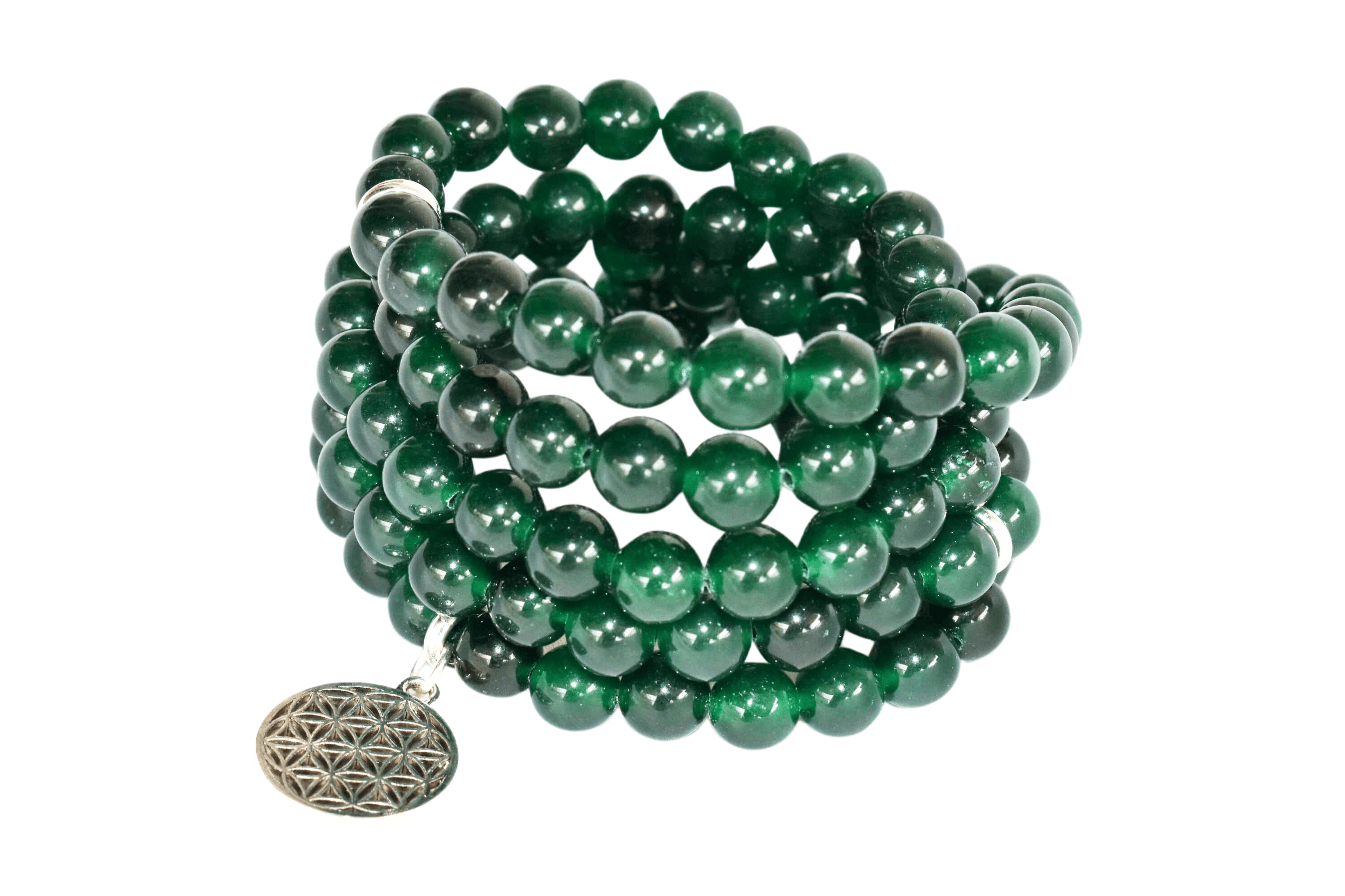 Durable 108 Prayer Beads Necklace Green Jade Beads Mala