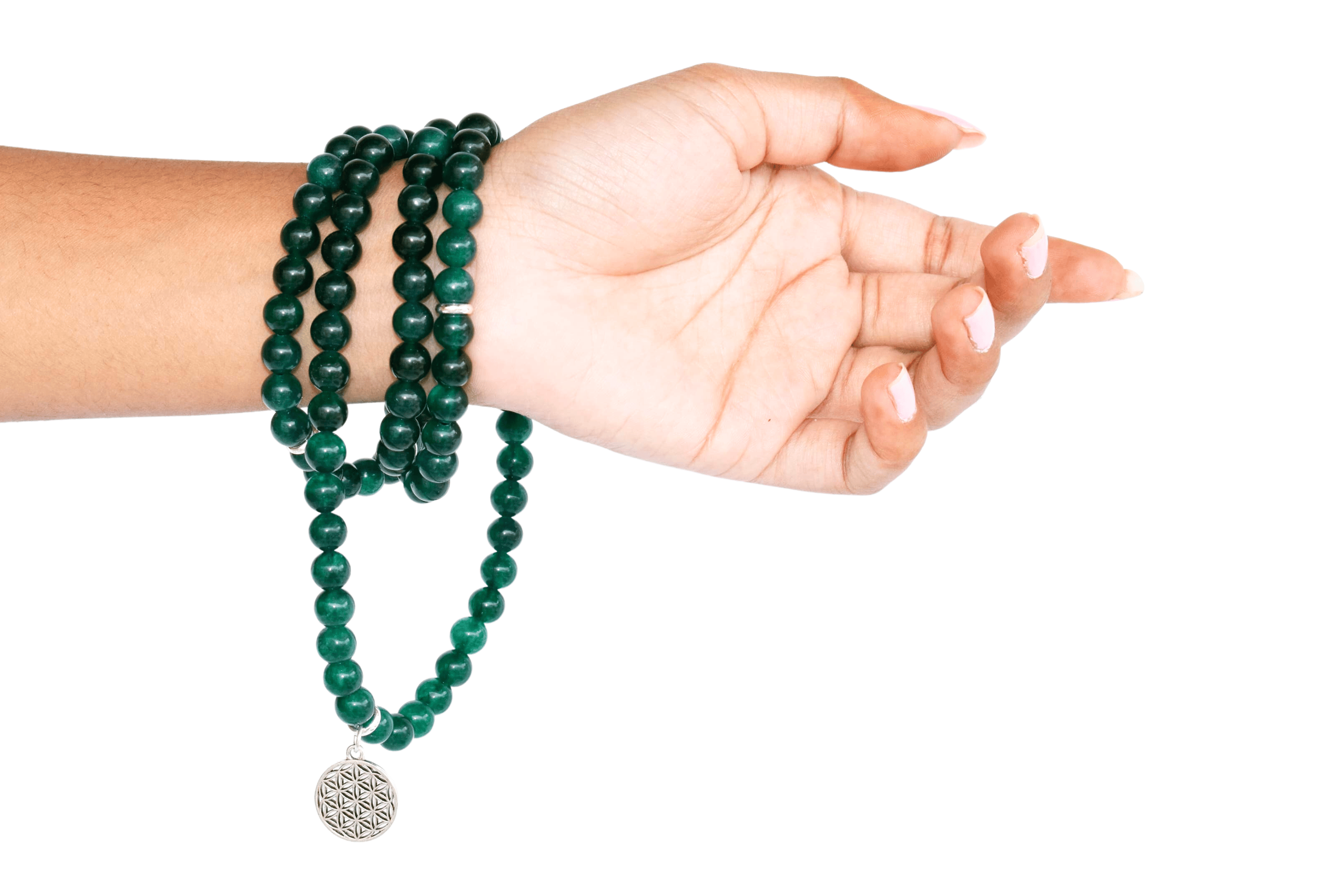Durable 108 Prayer Beads Necklace Green Jade Beads Mala