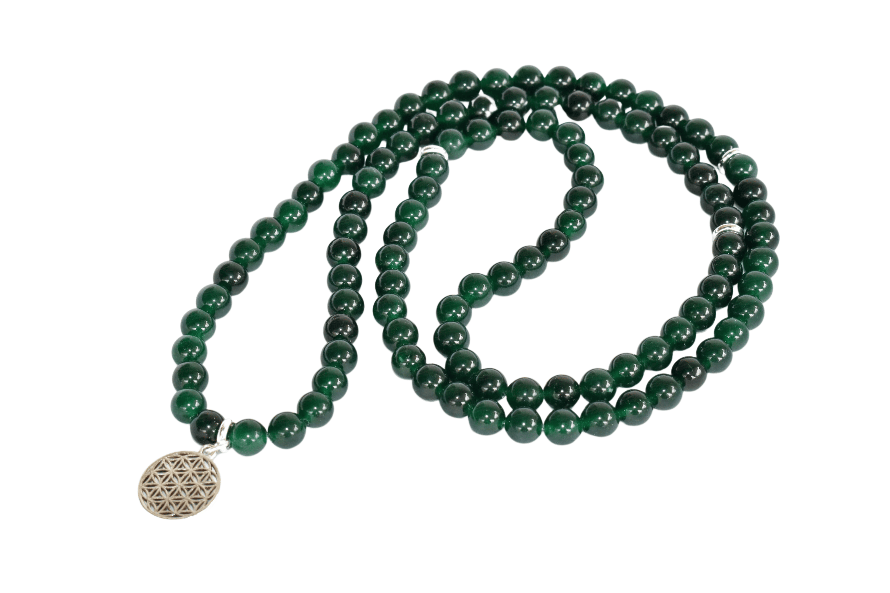 Durable 108 Prayer Beads Necklace Green Jade Beads Mala