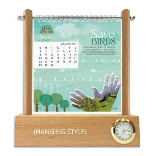 Hanging Style Table Calendar - High-quality Wooden Material, Various Sizes Available, Natural Wooden Color - Perfect For Office Promotion And Date Tracking