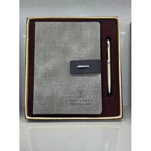 Promotional Notebook With Pen Set - Wooden Material, Customised Size, Mix Color, 165 Pages, Double Lined, Hard Bound Softcover