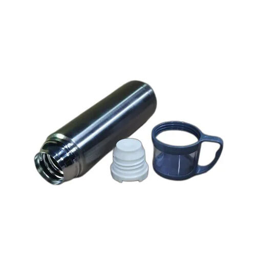 Silver Stainless Steel Hot And Cold Flask 500ml Promotional Flask - Stainless Steel, 500ml, Silver, Round Shape | 1-year Warranty, Ideal For Beverages