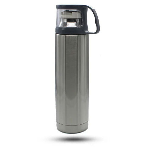 Silver Stainless Steel Hot And Cold Flask 500ml Promotional Flask - Stainless Steel, 500ml, Silver, Round Shape | 1-year Warranty, Ideal For Beverages