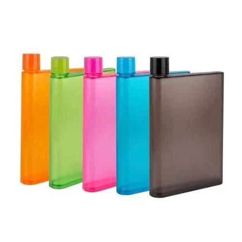 Notebook Style Slim Water Bottle - Plastic A5 Size, Multicolour, Square Shape | 1 Year Warranty, Hot Stamping Surface Handling
