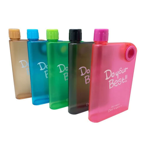 Notebook Style Slim Water Bottle - Plastic A5 Size, Multicolour, Square Shape | 1 Year Warranty, Hot Stamping Surface Handling