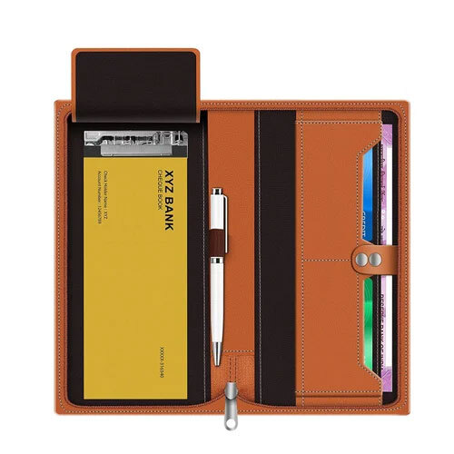 Brown Promotional Cheque Book Holder Customized Cheque Book Holder