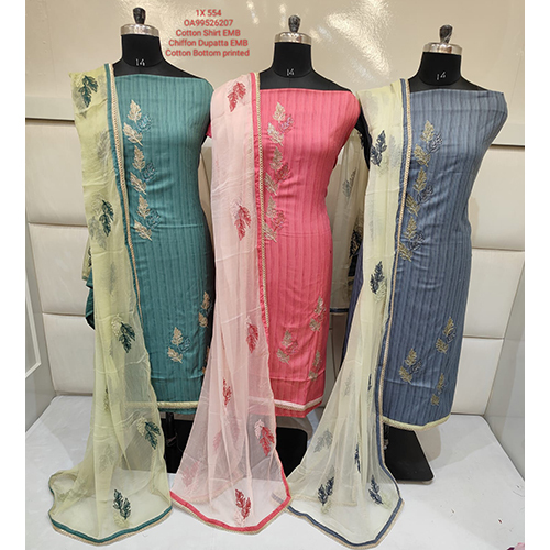 Different Available Cotton Suit With Chiffon Dupatta