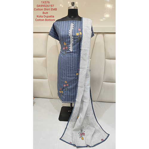 Emb बट कॉटन सूट कोटा दुपट्टा के साथ