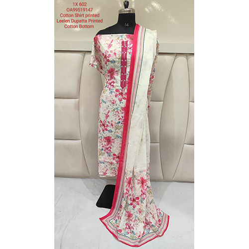 Different Available Printed Cotton Suit With Leelen Dupatta
