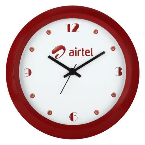 Promotional Corporate Wall Clock - Plastic & Stainless Steel, 12 Inch Round Design For Corporate Gifts