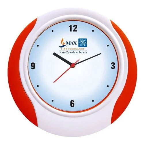 Promotional Corporate Wall Clock - Plastic & Stainless Steel, 12 Inch Round Design For Corporate Gifts