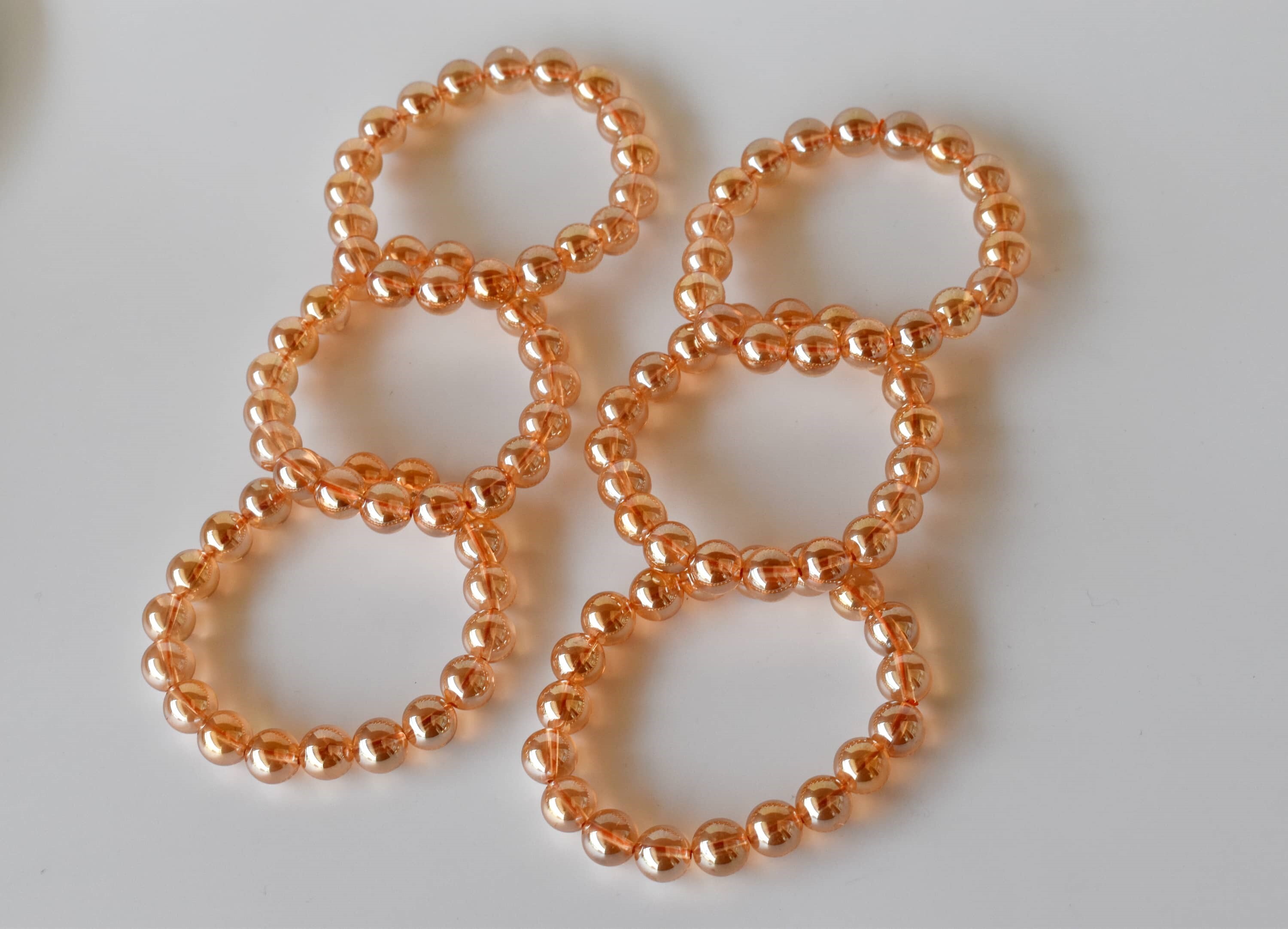 Aura Quartz Citrine Bracelet - 8mm Natural Gemstone Beaded Design, 7-7.5 Inches Round Size, Yellow Citrine | 22 Grams Weight, Plain Style