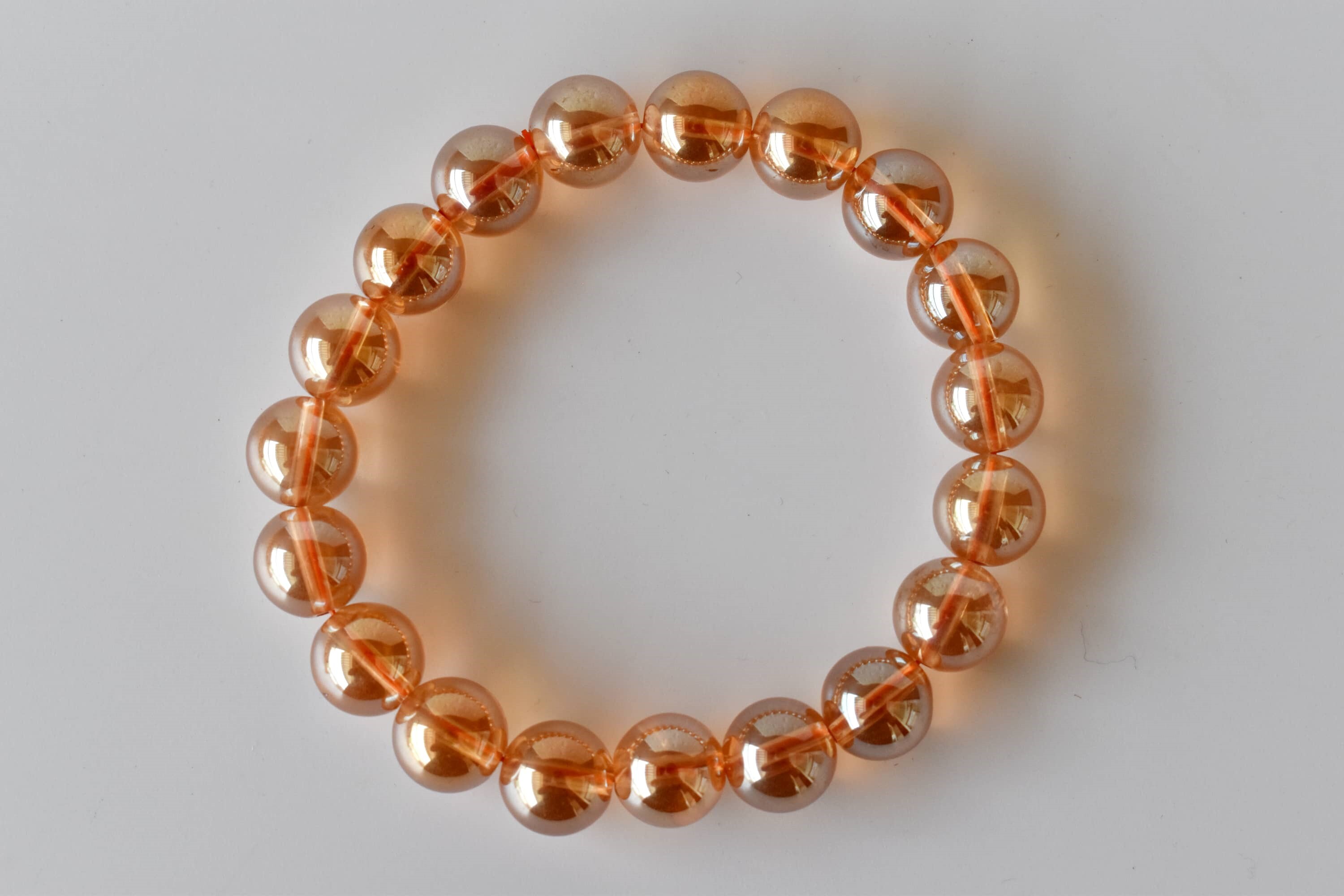Aura Quartz Citrine Bracelet - 8mm Natural Gemstone Beaded Design, 7-7.5 Inches Round Size, Yellow Citrine | 22 Grams Weight, Plain Style