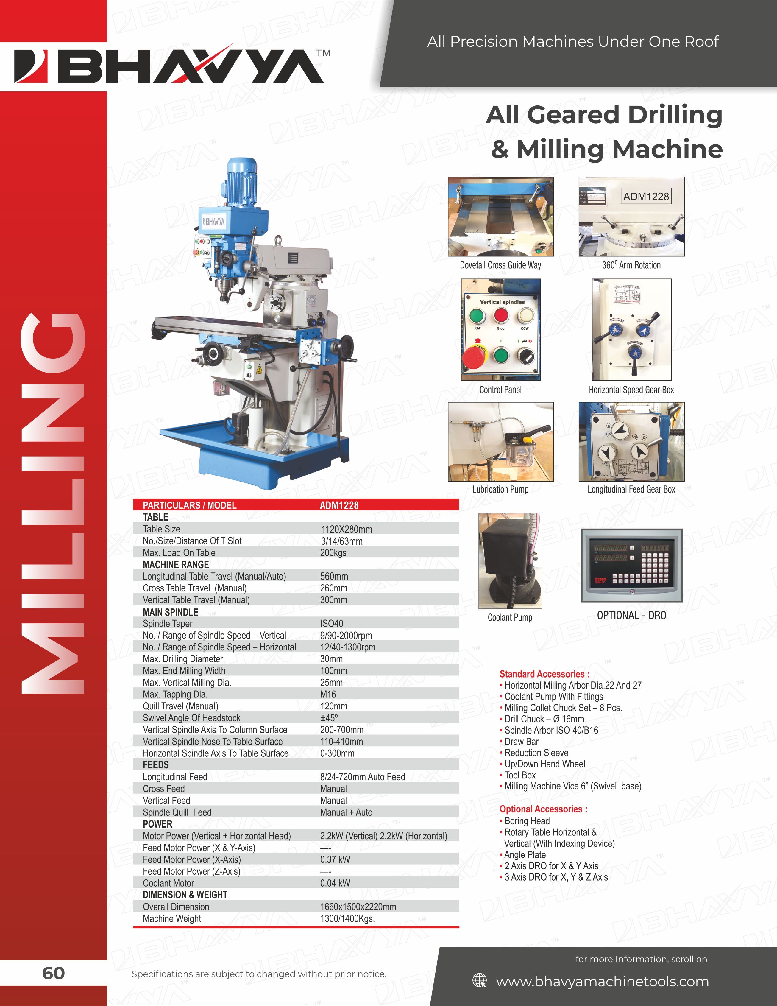 Blue All Geared Drilling And Milling Machine