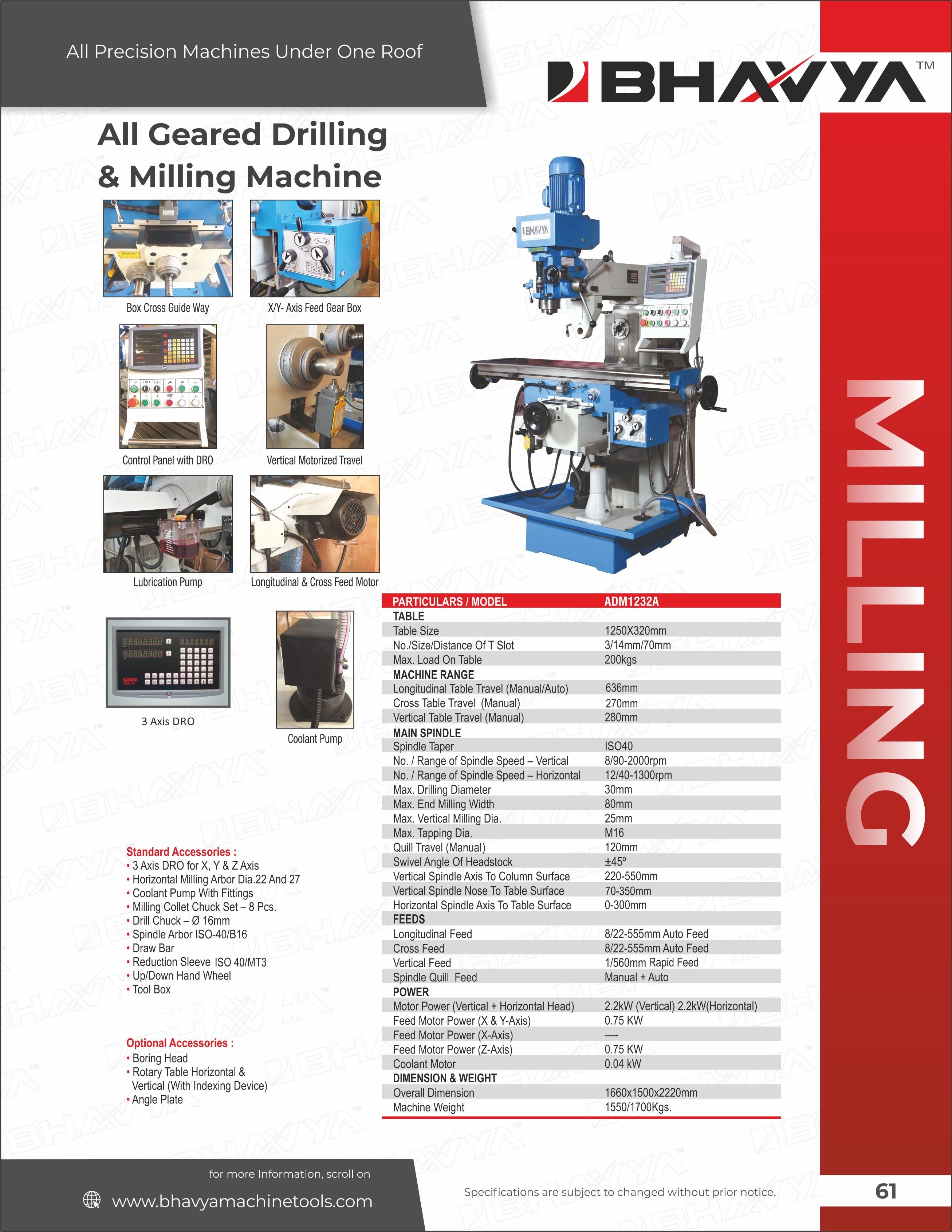 Blue All Geared Drilling And Milling Machine