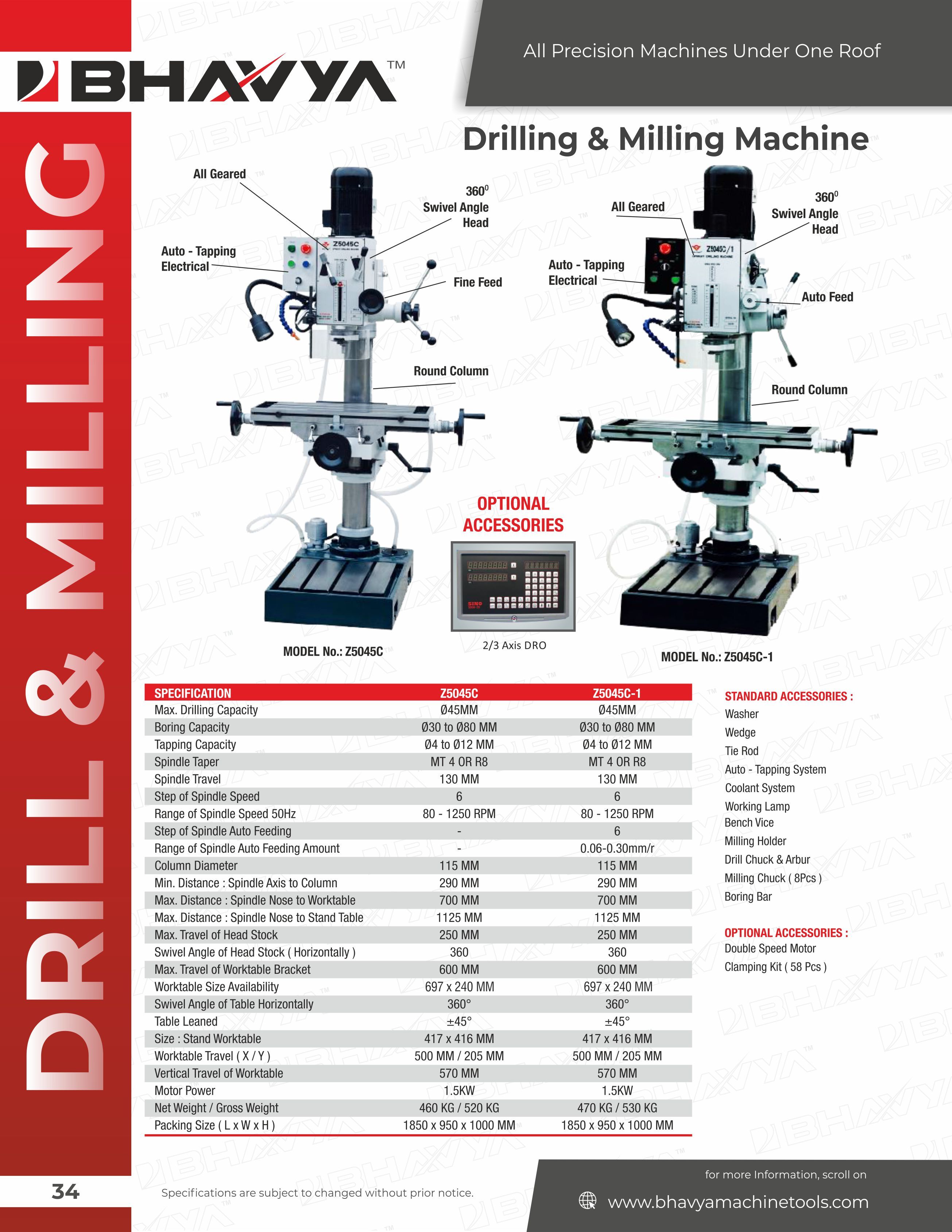 Automatic Auto Feed Drilling And Milling Machine