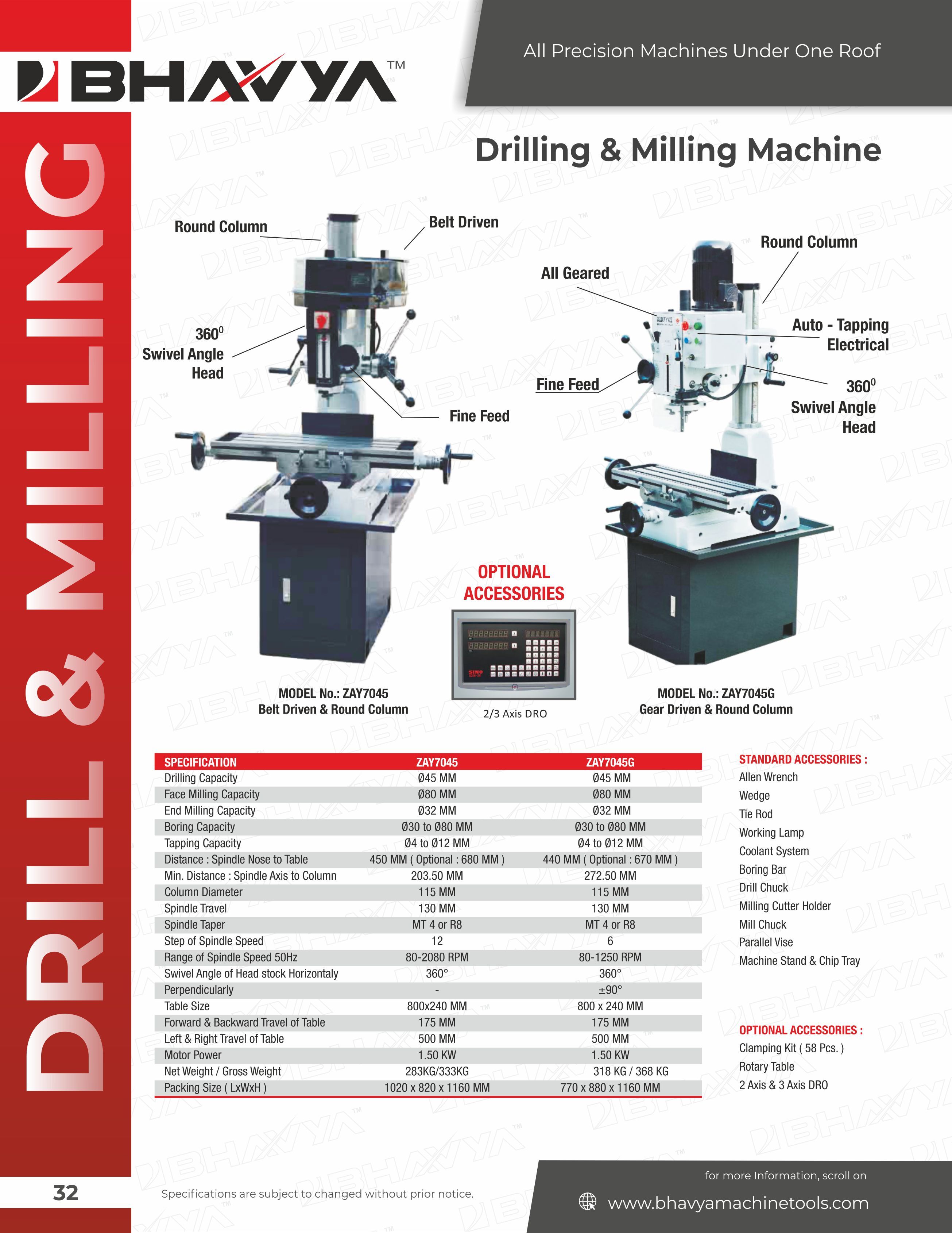 Automatic Auto Feed Drilling And Milling Machine