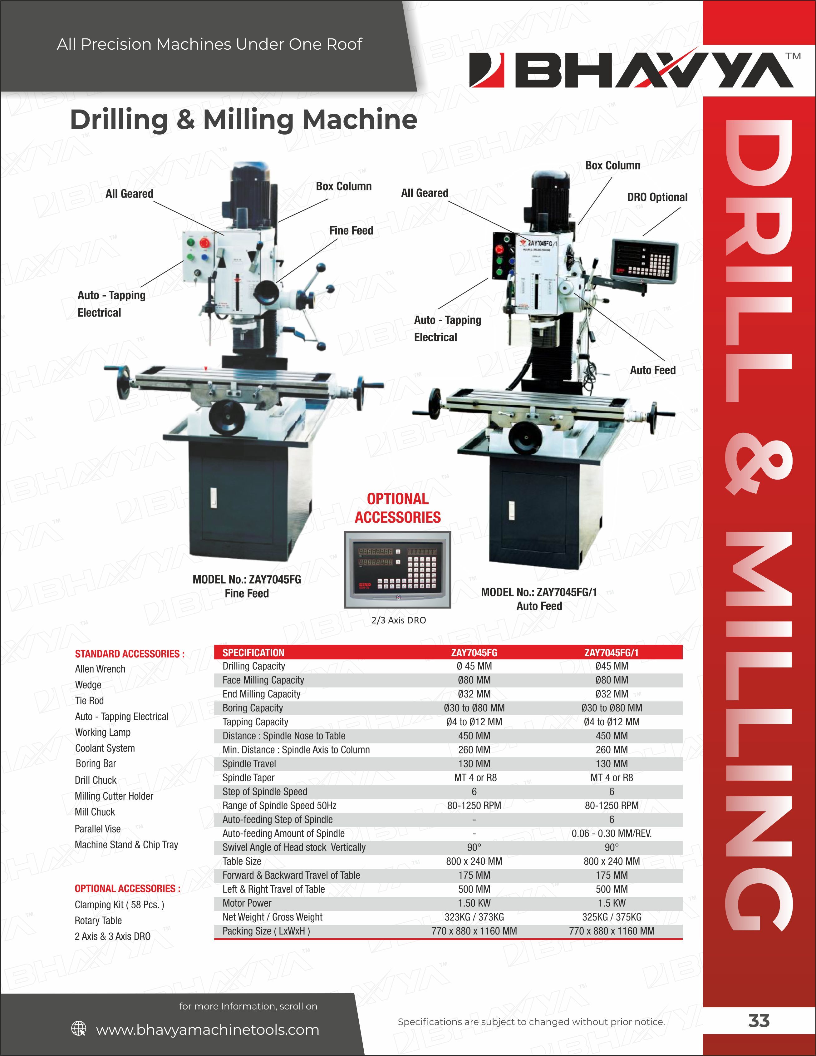 Automatic Auto Feed Drilling And Milling Machine
