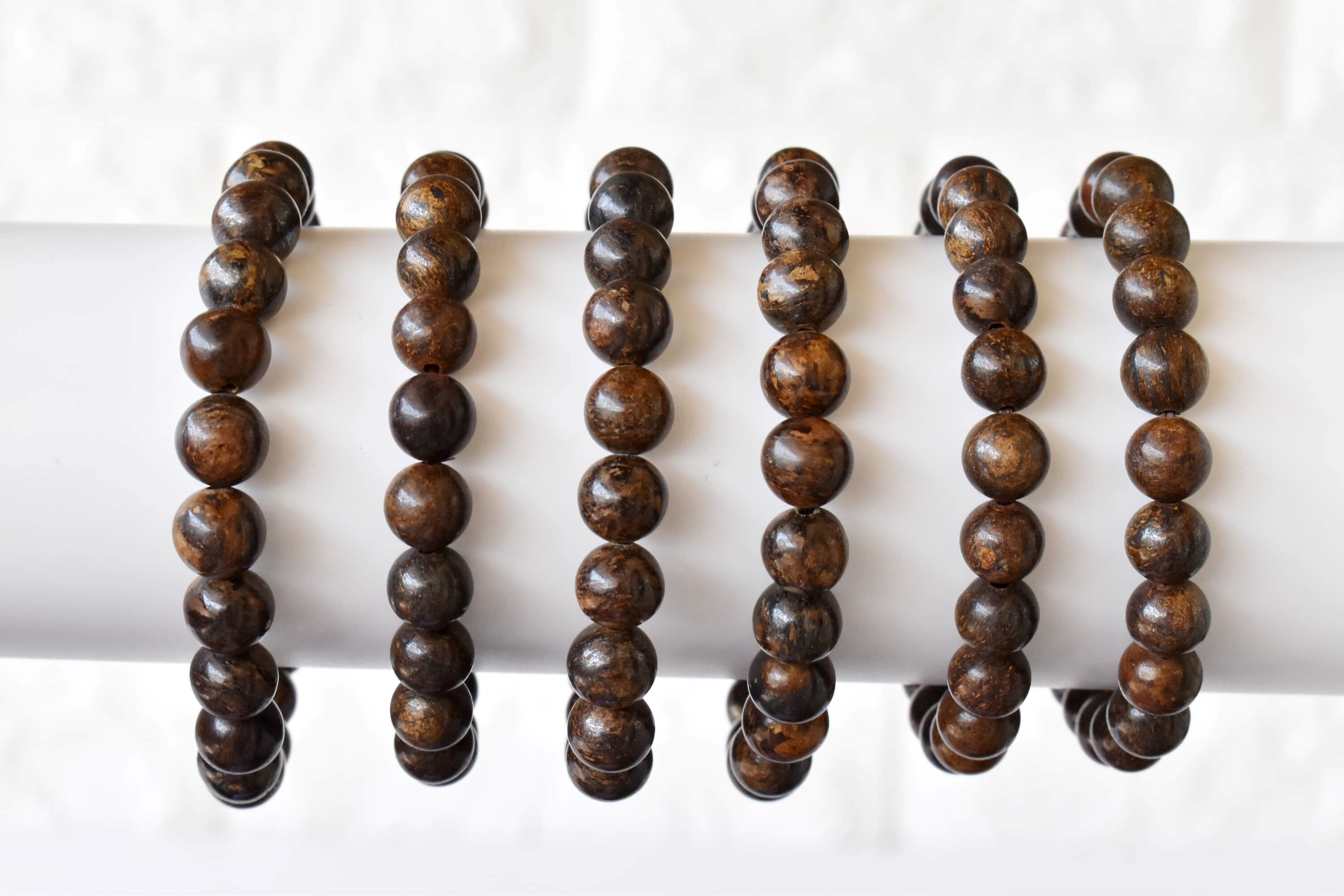 Bronzite Bracelet - 7-7.5 Inches, Brown Natural Gemstones, 22 Grams Beaded Jewelry