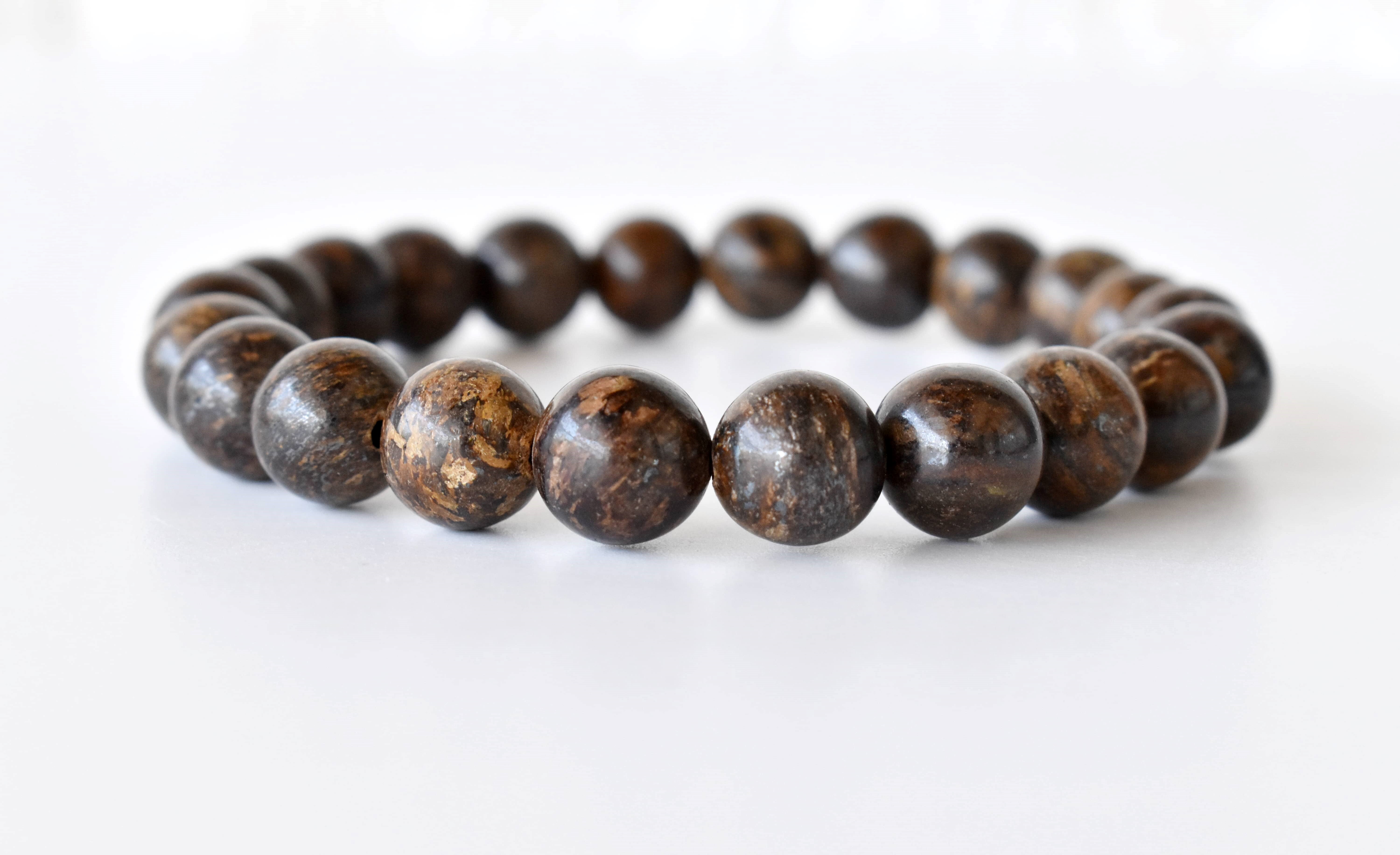 Bronzite Bracelet - 7-7.5 Inches, Brown Natural Gemstones, 22 Grams Beaded Jewelry