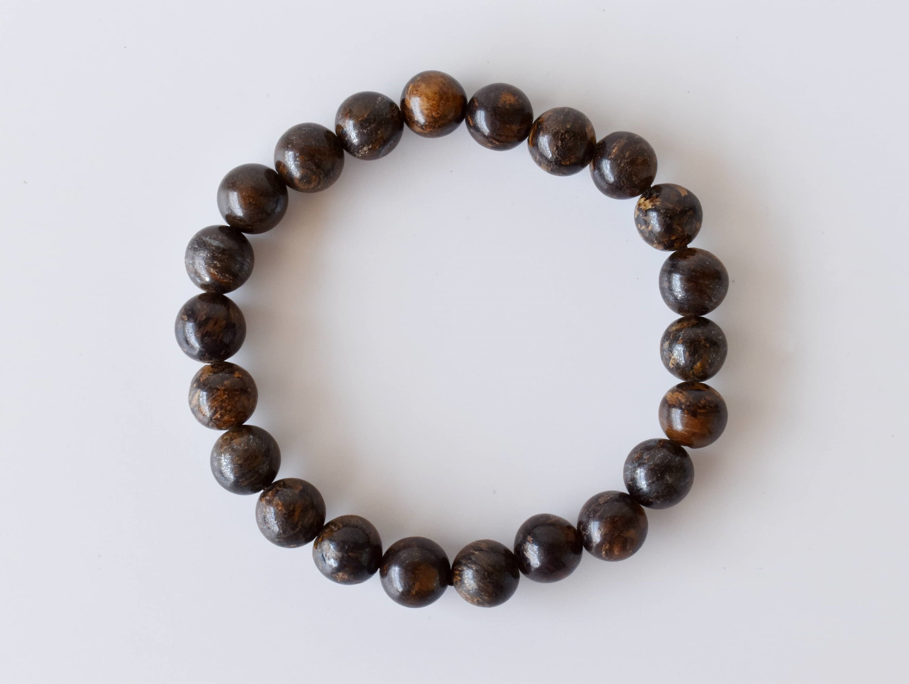 Bronzite Bracelet - 7-7.5 Inches, Brown Natural Gemstones, 22 Grams Beaded Jewelry